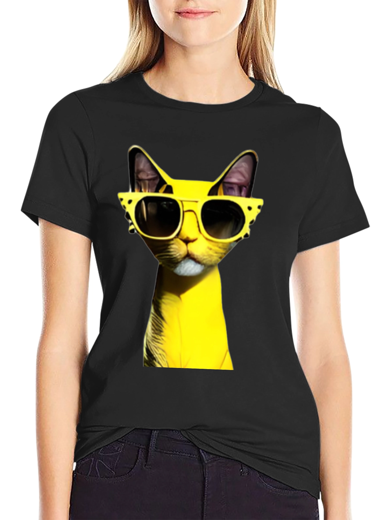 Cool Cat in Shades T-Shirt - Black