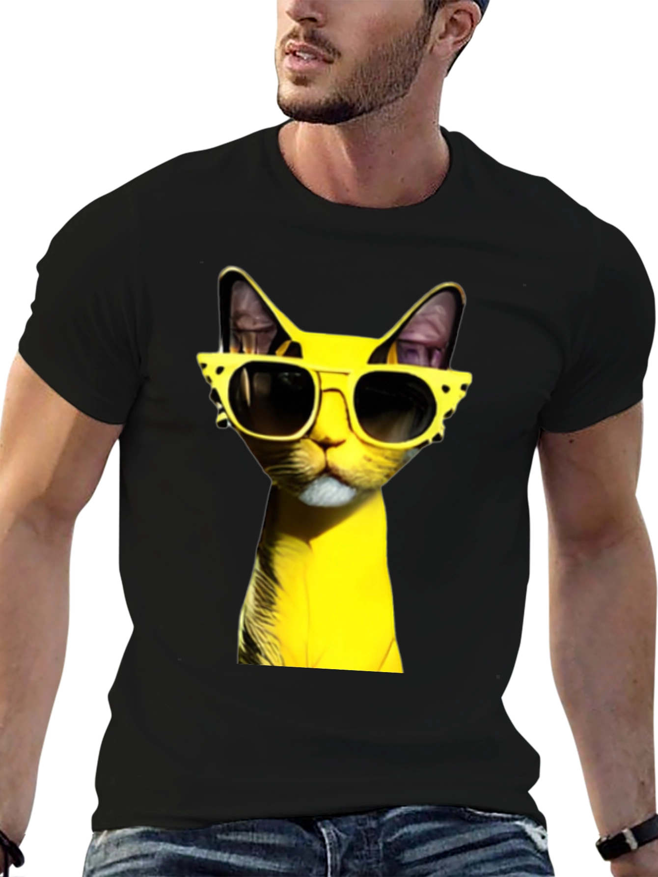 Cool Cat in Shades T-Shirt - Black