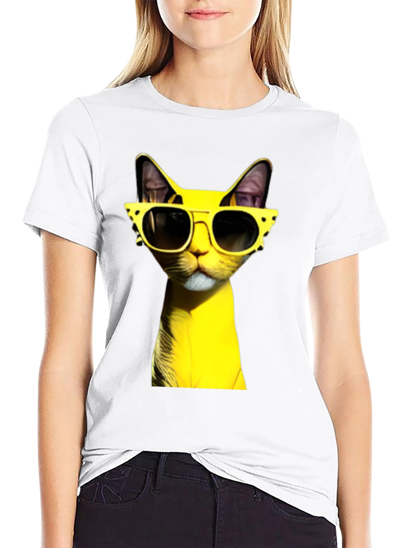 Cool Cat in Shades T-Shirt - Black
