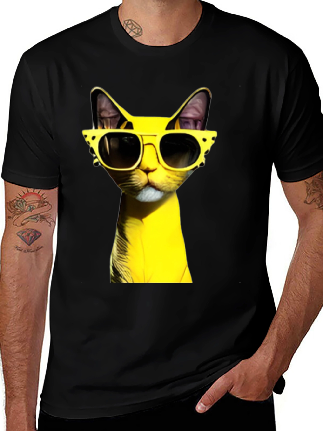 Cool Cat in Shades T-Shirt - Black