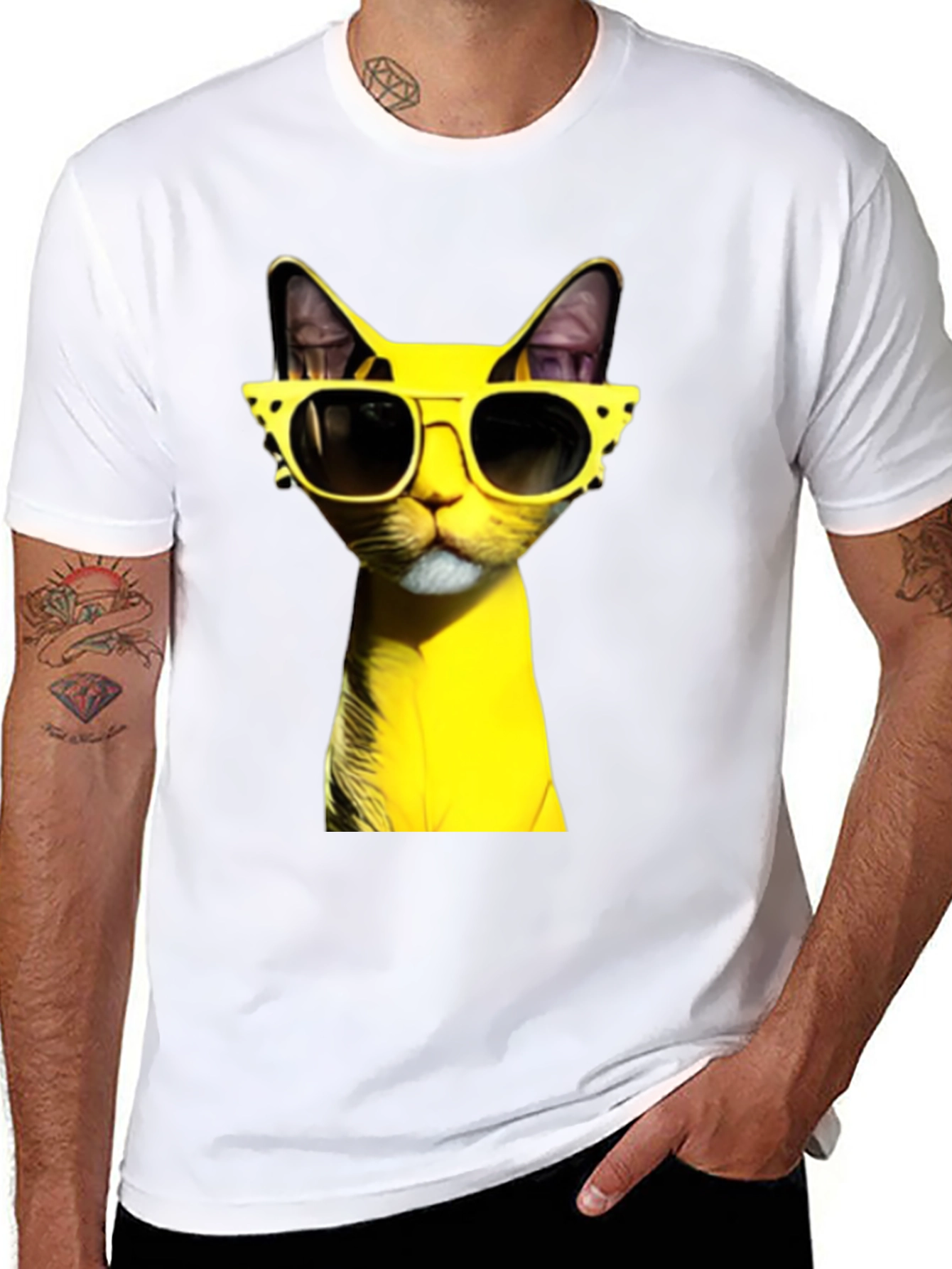 Cool Cat in Shades T-Shirt - Black