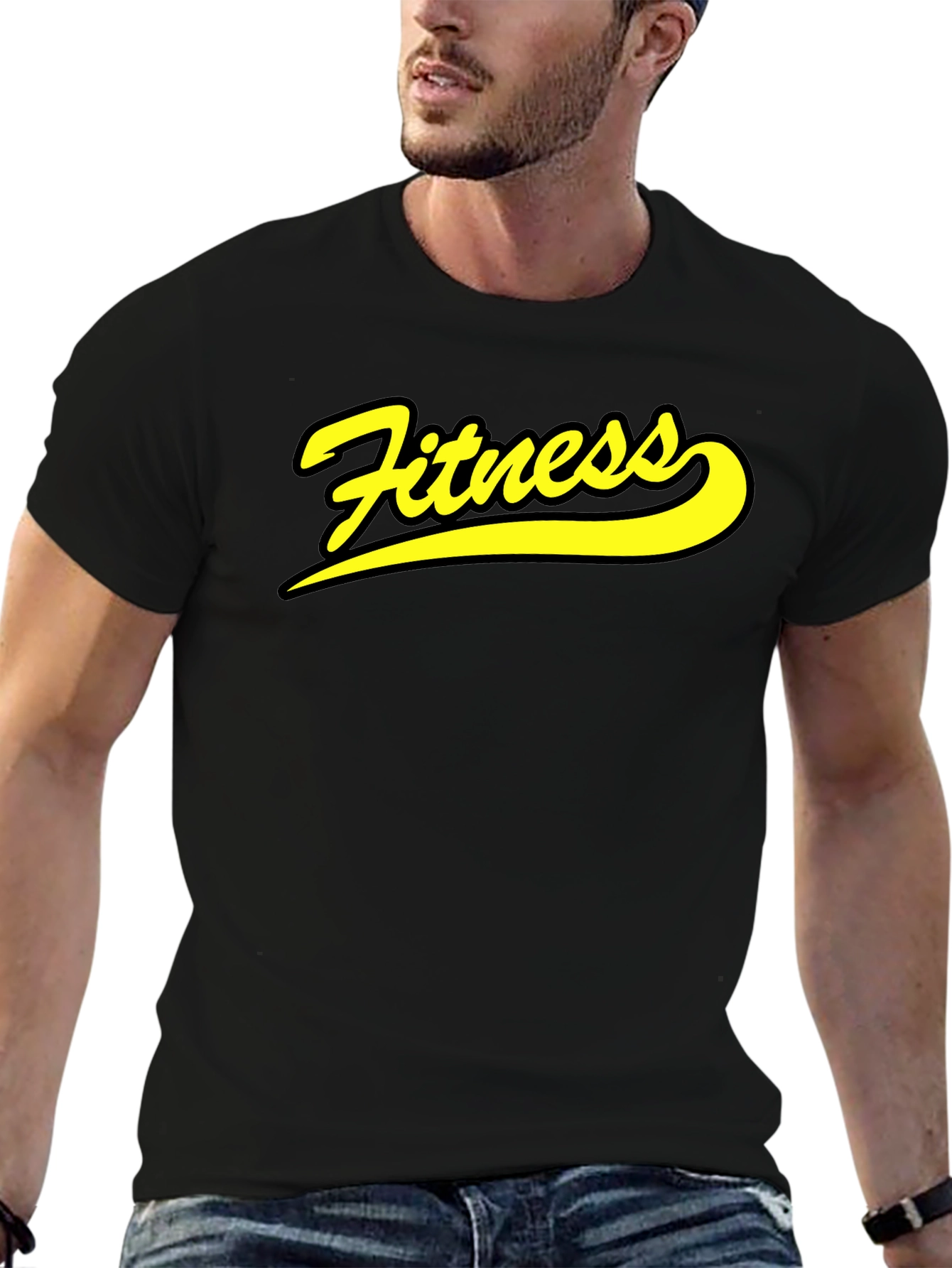 Fitness Graphic Print Crew Neck T-Shirt