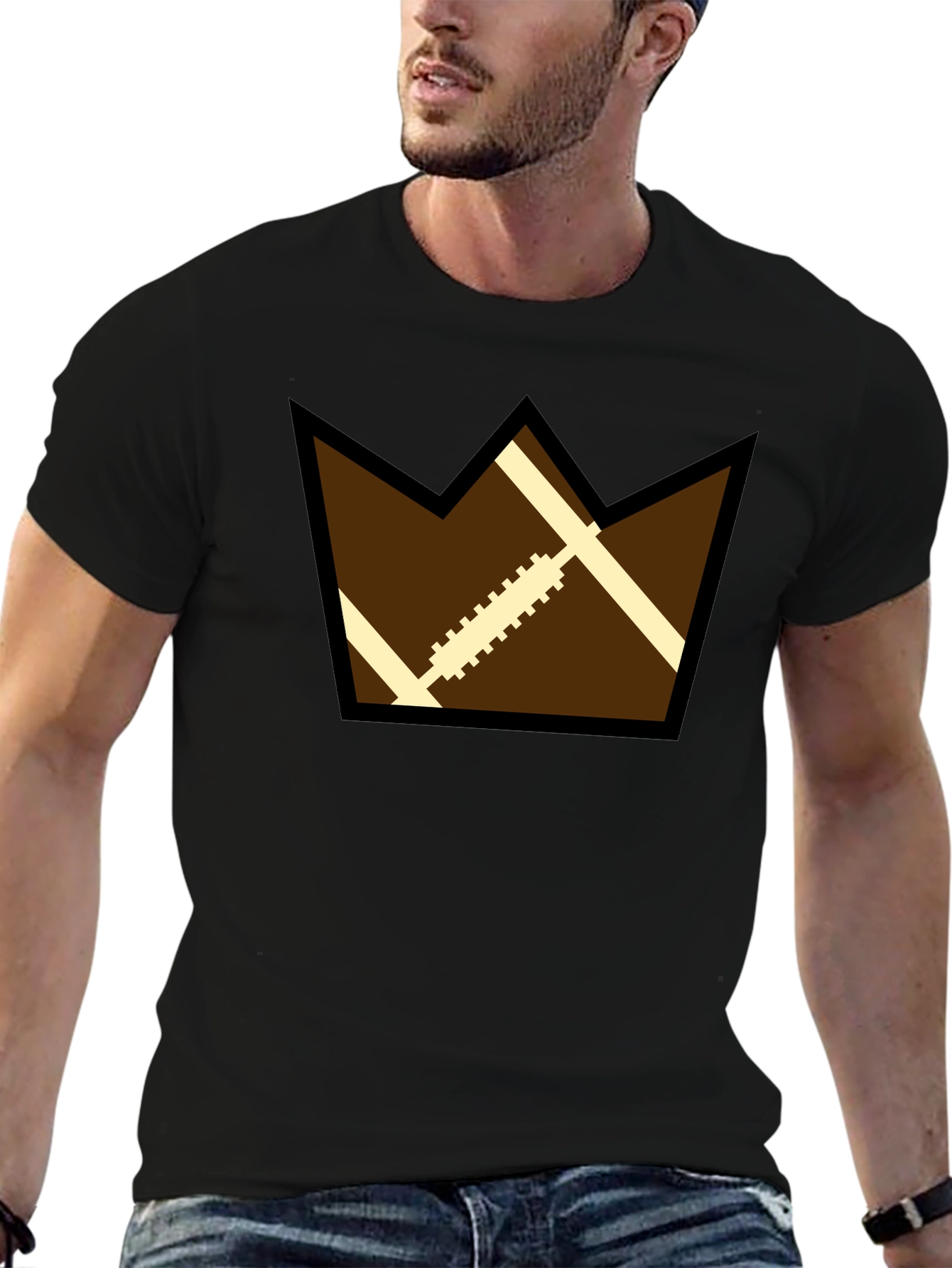 Football Crown Graphic Black T-Shirt