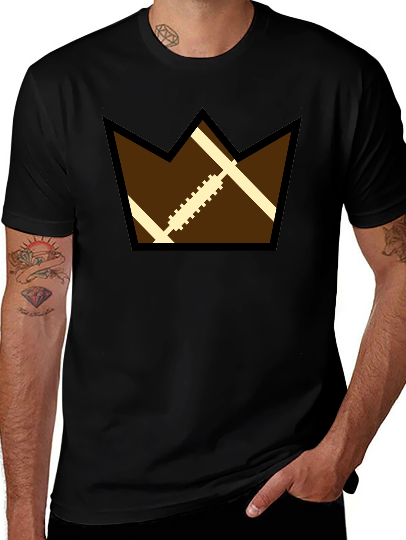 Football Crown Graphic Black T-Shirt