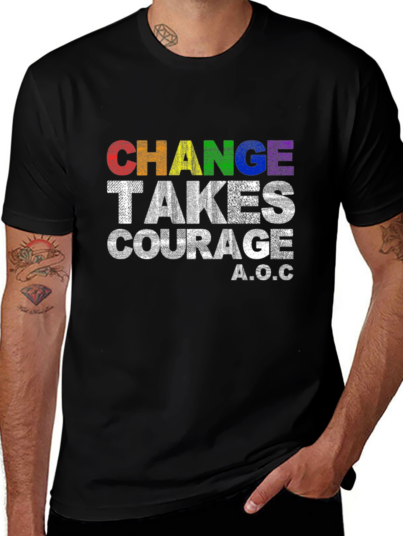 Change Takes Courage T-Shirt - AOC Quote Pride Tee