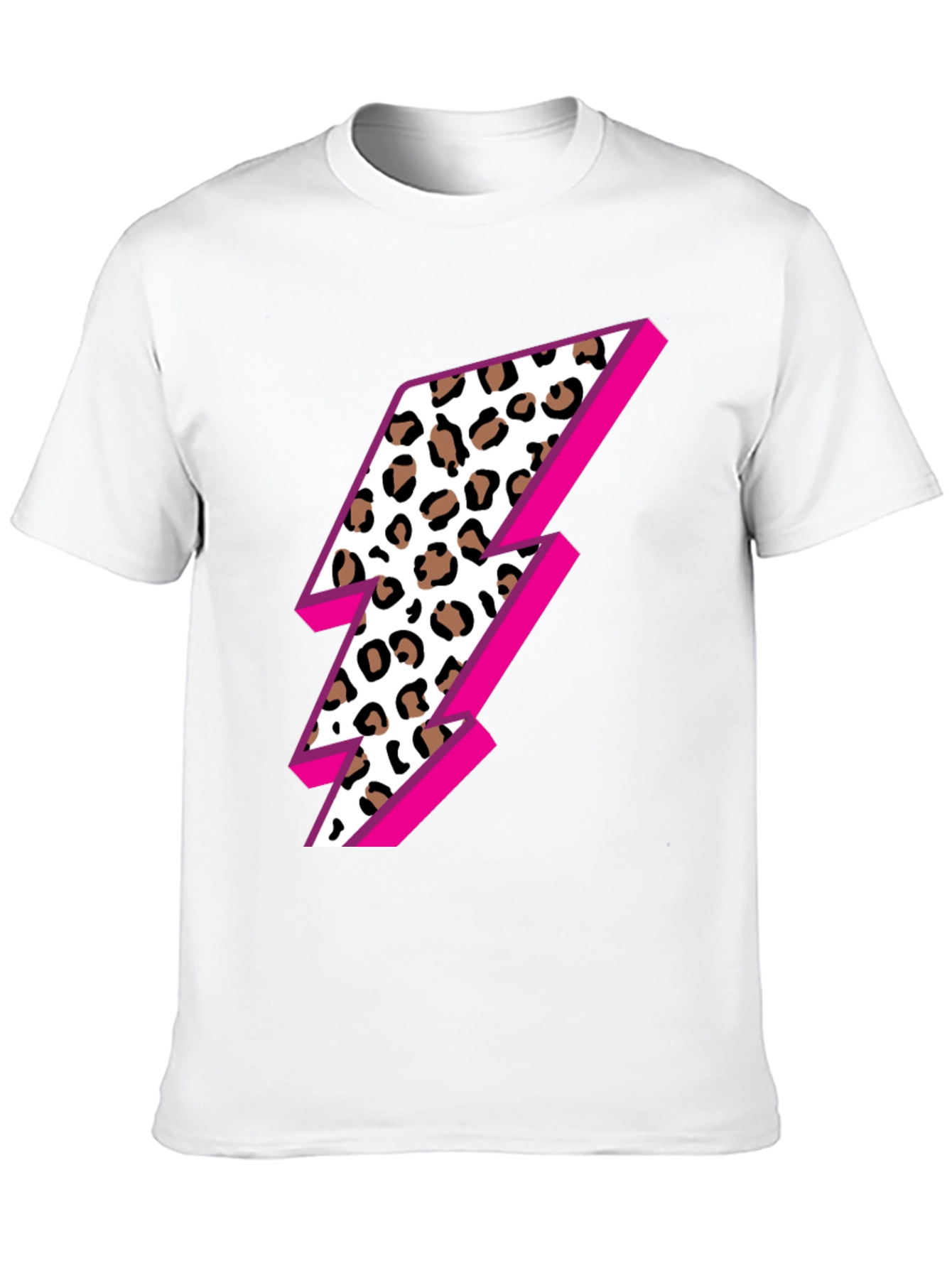 Leopard Lightning Bolt Graphic Tee - Black