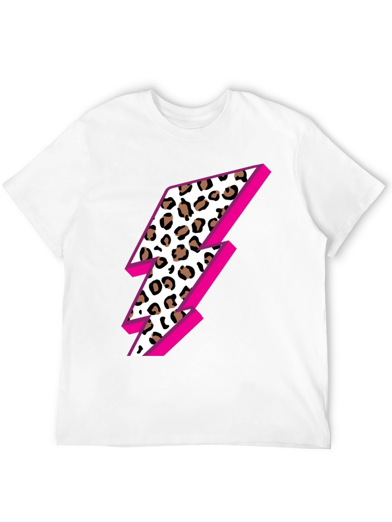 Leopard Lightning Bolt Graphic Tee - Black