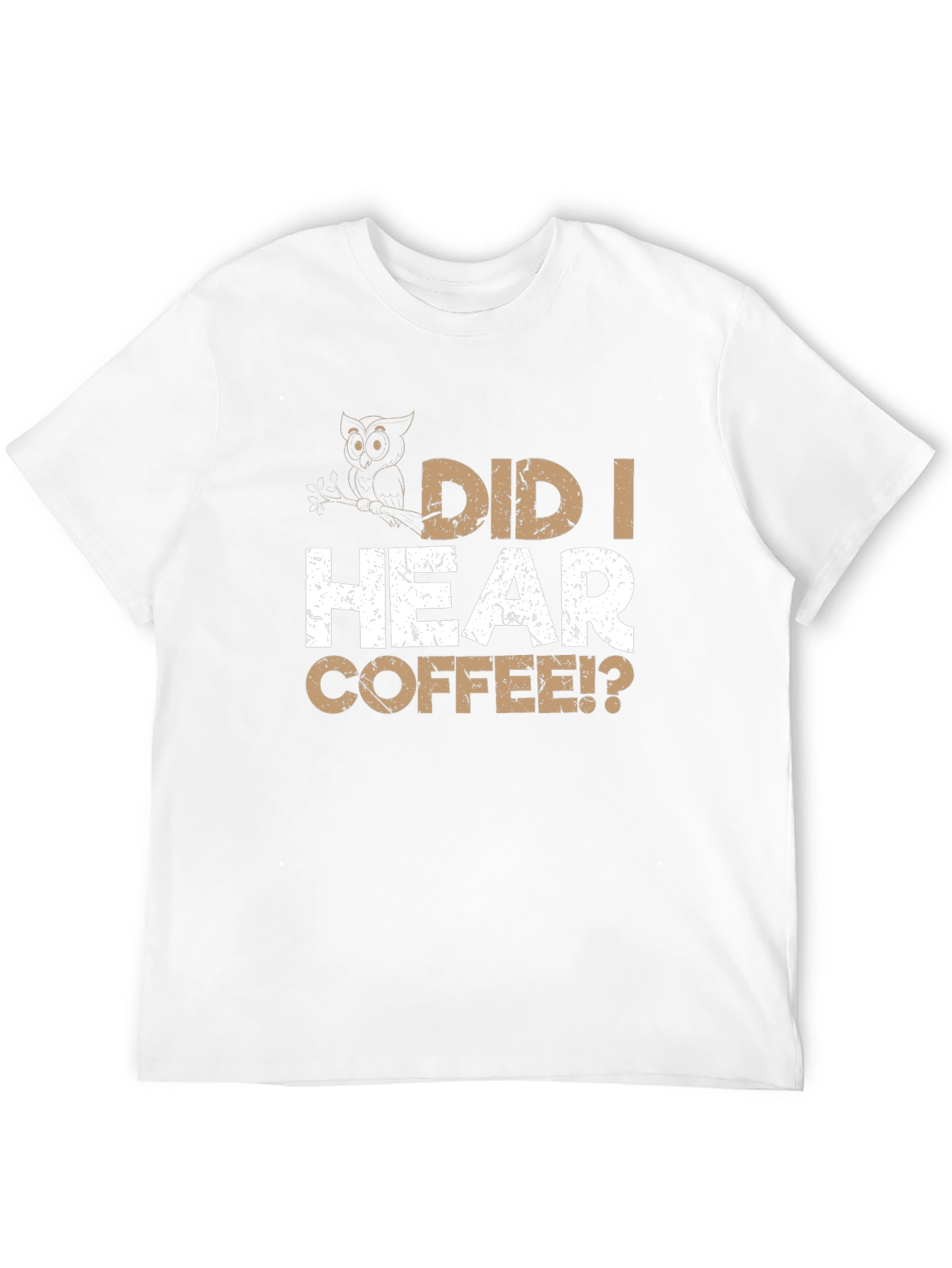 Did I Hear Coffee? Owl Graphic Black T-Shirt