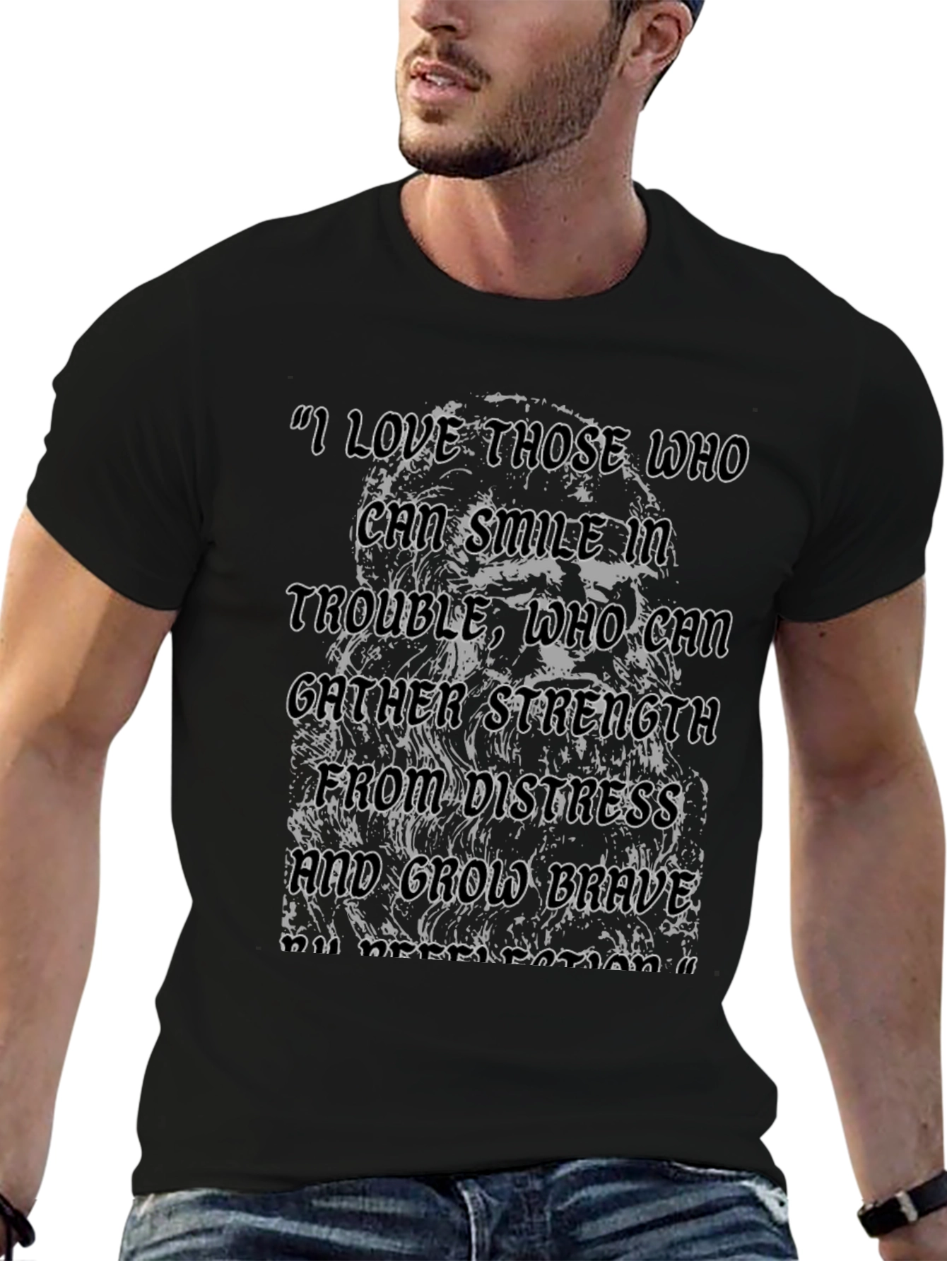 Inspirational Quote Graphic Tee - Smile in Trouble