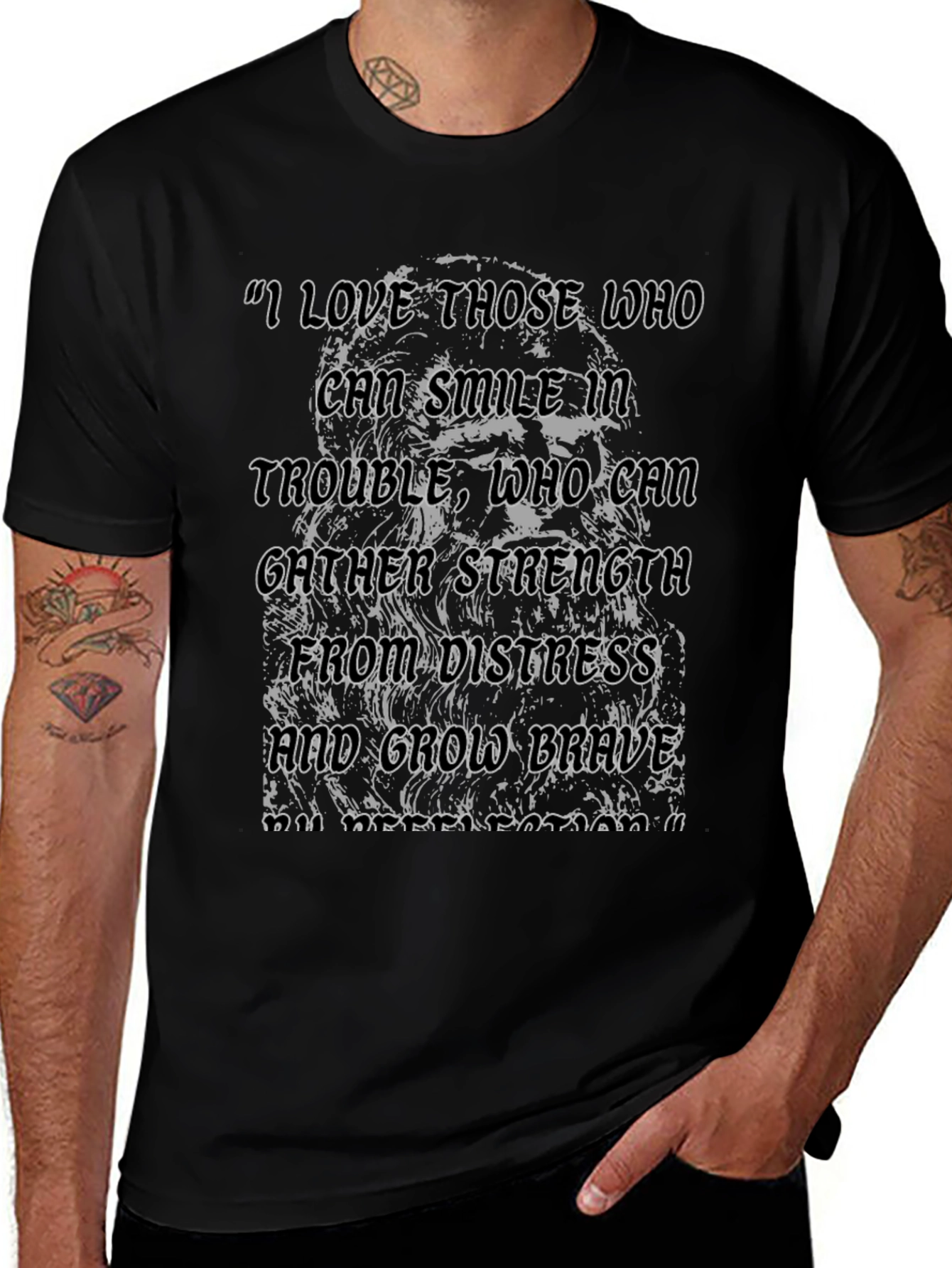 Inspirational Quote Graphic Tee - Smile in Trouble