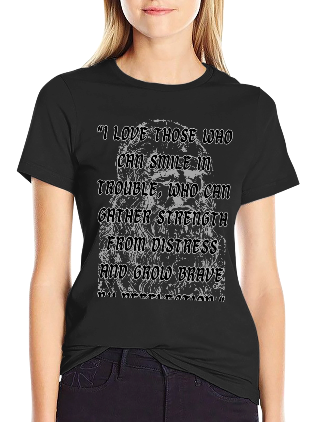 Inspirational Quote Graphic Tee - Smile in Trouble