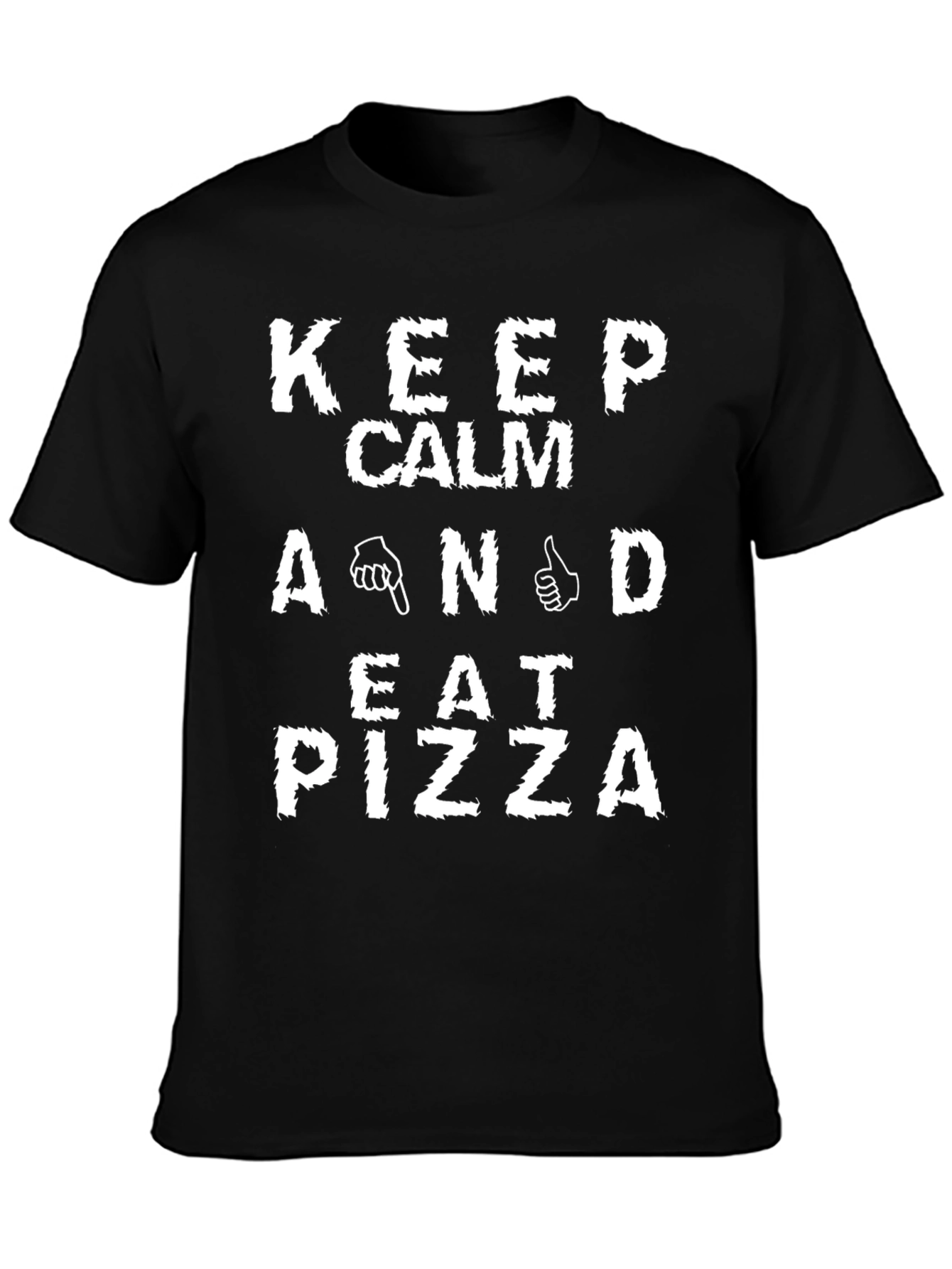 Keep Calm and Eat Pizza Black Graphic Tee
