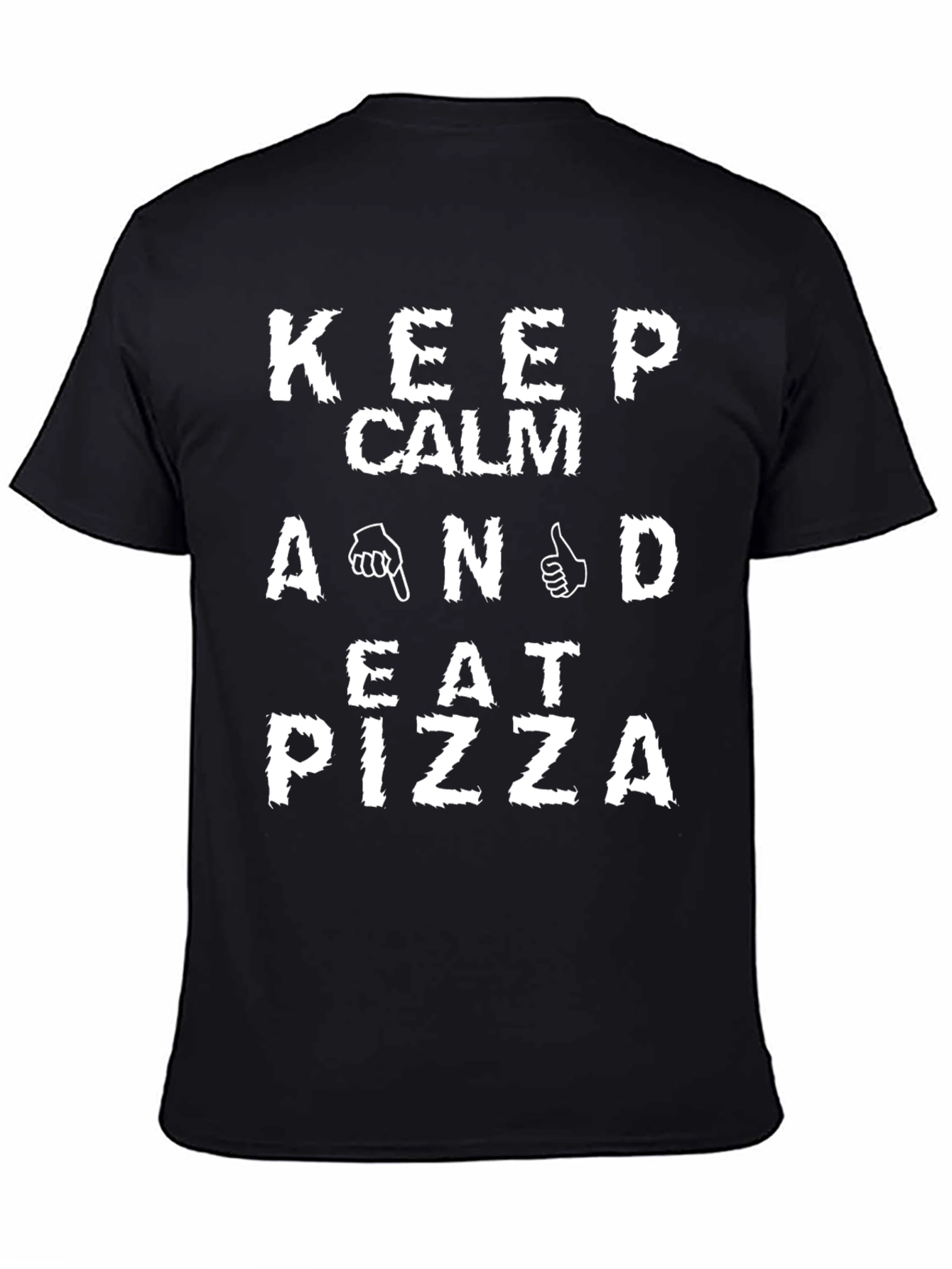 Keep Calm and Eat Pizza Black Graphic Tee