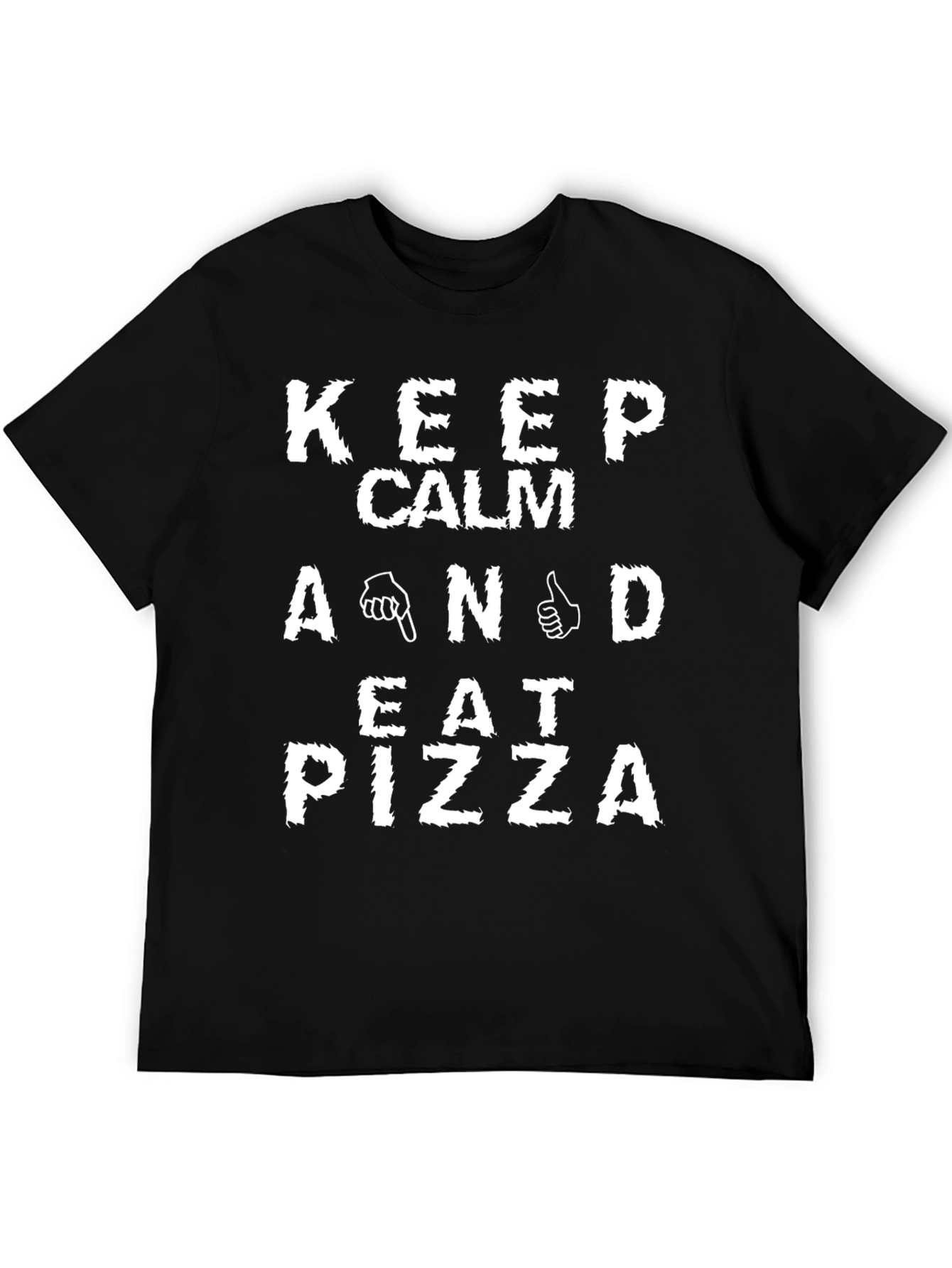 Keep Calm and Eat Pizza Black Graphic Tee