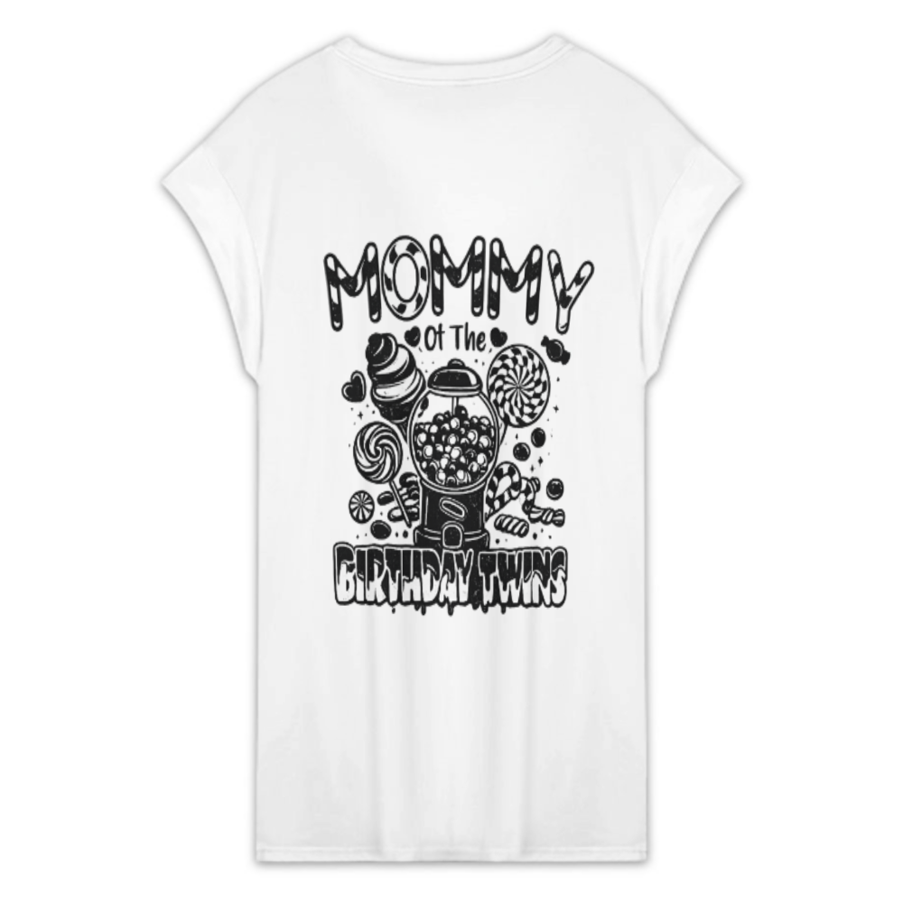 Mommy of the Birthday Twins Candy Graphic T-Shirt – Cute Matching Family Party Tee(z157)