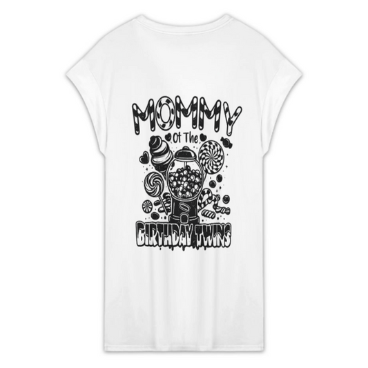Mommy of the Birthday Twins Candy Graphic T-Shirt – Cute Matching Family Party Tee(z157)