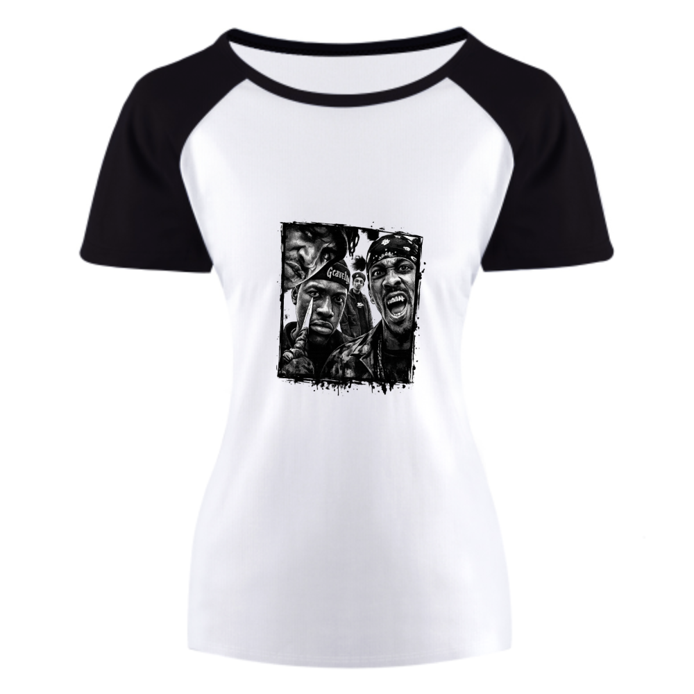 Vintage Hip Hop Graphic Women's Raglan T-Shirt | Urban Streetwear Cotton Tee(z106)