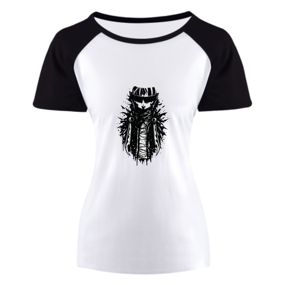 Dark Ninja Anime Graphic Women's Raglan T-Shirt | Cyberpunk Streetwear Cotton Tee(z103)