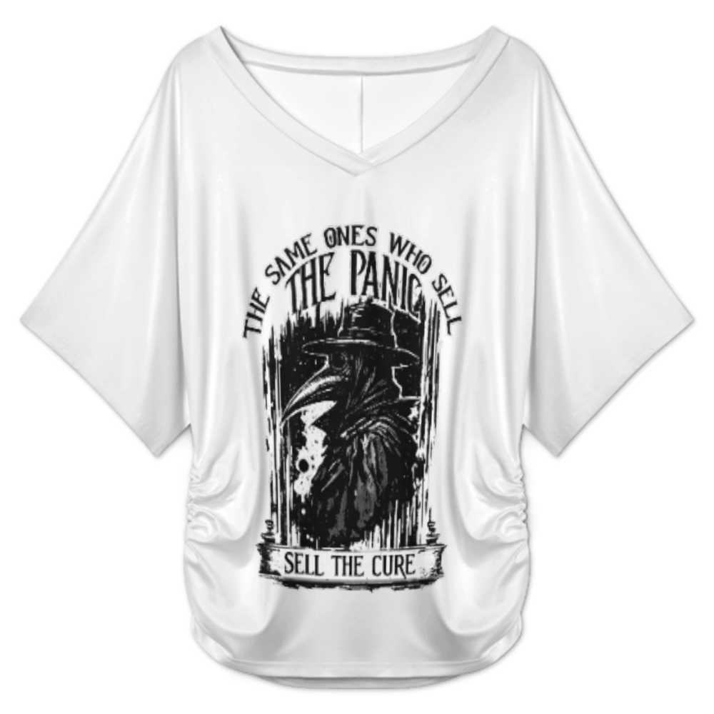 Women’s Gothic Plague Doctor Graphic V-Neck Tee – Dark Aesthetic Streetwear Shirt(z142)