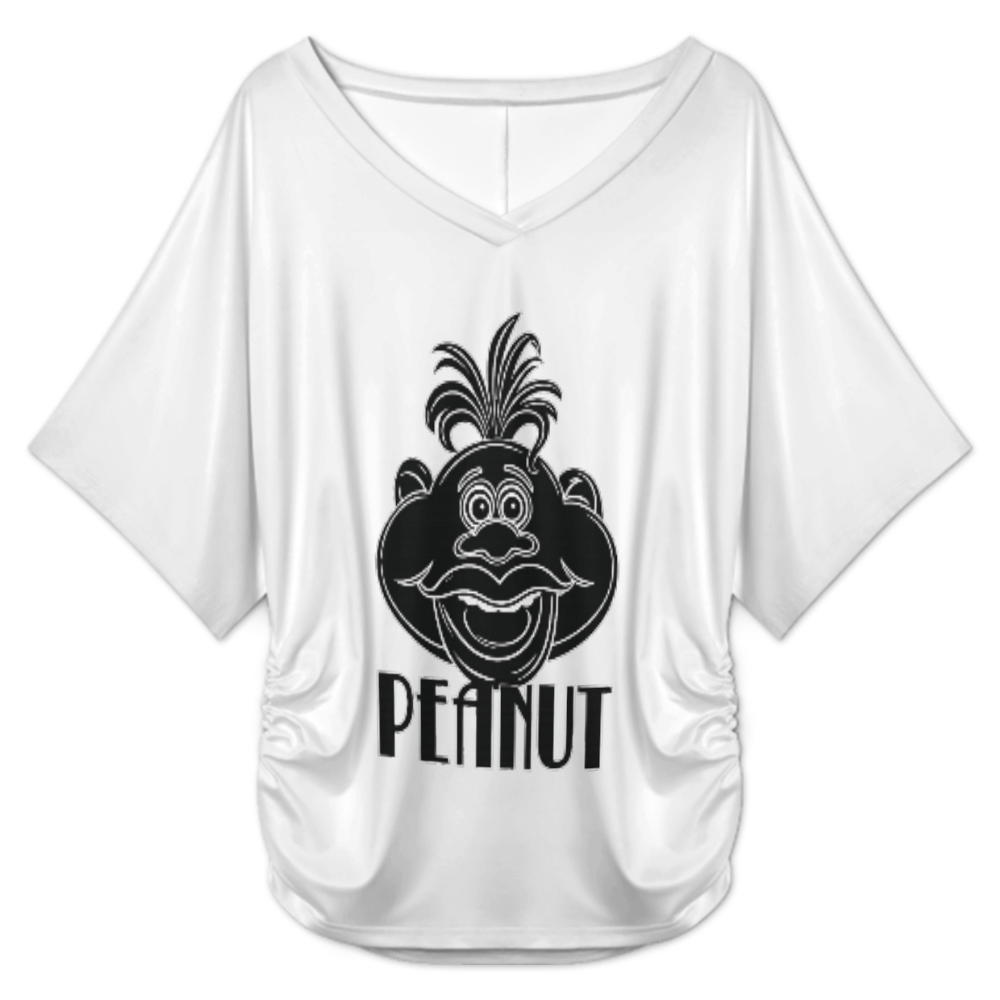 Women’s Peanut Cartoon Graphic V-Neck Tee – Funny Retro Character Casual Shirt(z143)