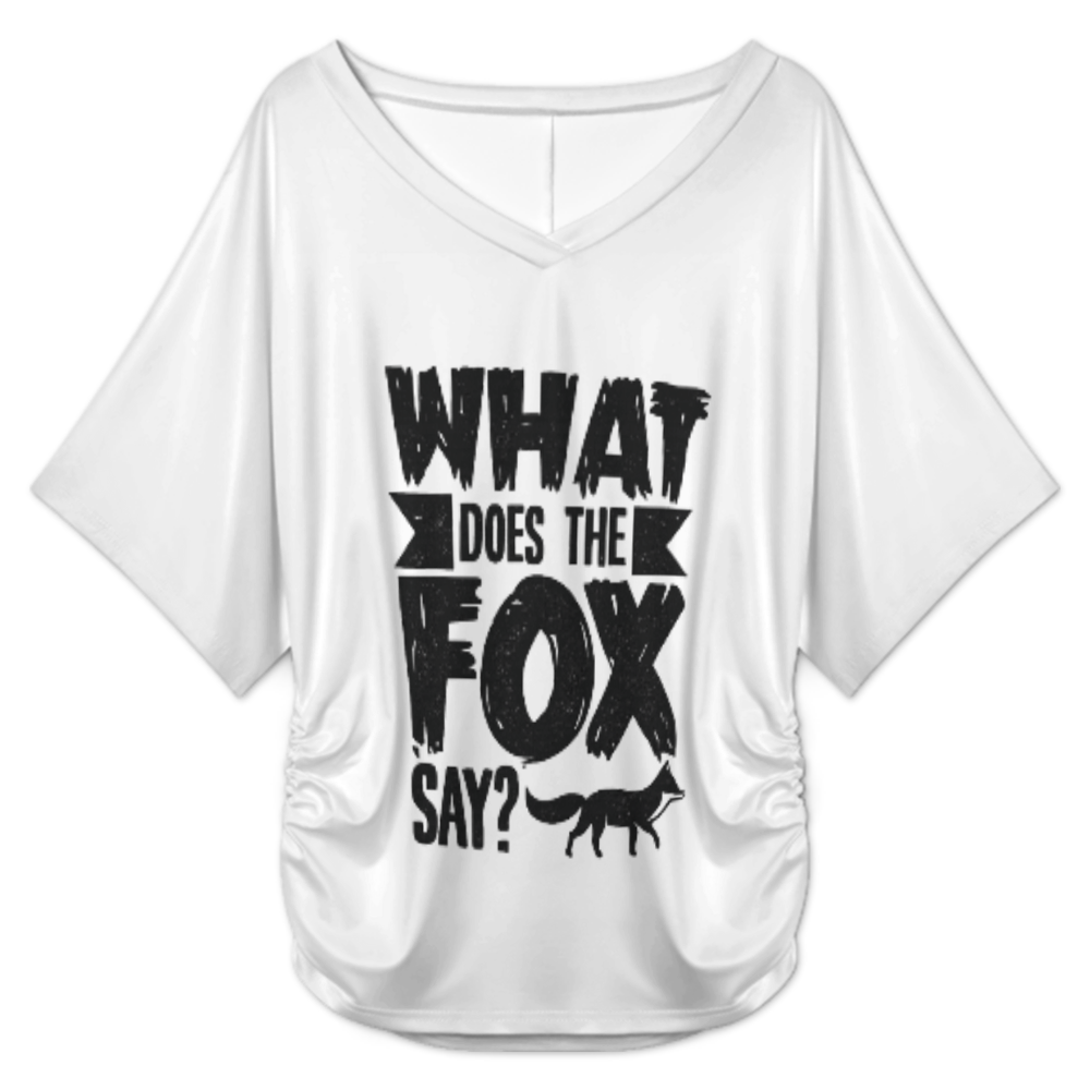 What Does The Fox Say Graphic V-Neck T-Shirt – Funny Animal Quote Casual Women’s Tee(z148)