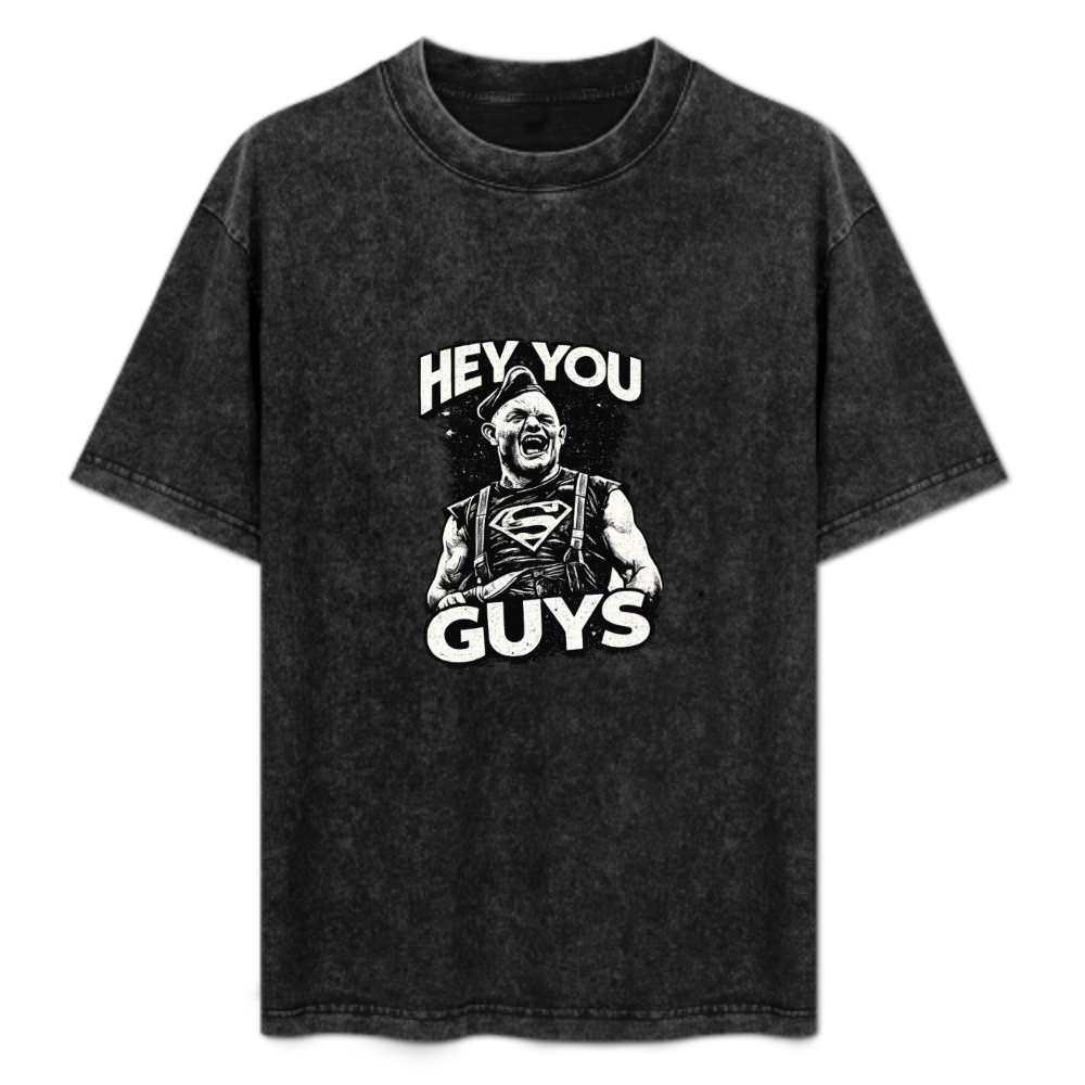 Hey You Guys Vintage Washed Graphic T-Shirt | Funny Retro Streetwear Tee(z115)