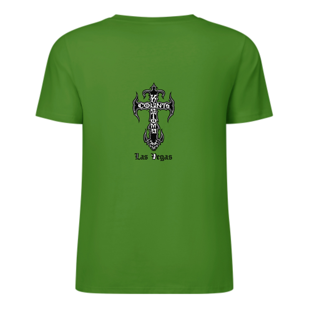 Counts Kustoms Las Vegas Gothic Cross Graphic Tee – Vintage Biker Style Shirt(z140)