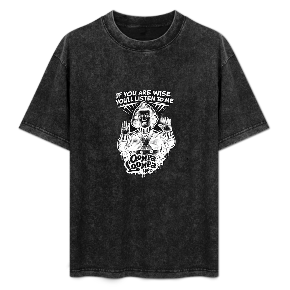 Oompa Loompa Funny Graphic Washed T-Shirt | Vintage Meme Streetwear Tee(z112)