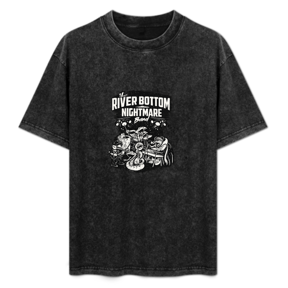 River Bottom Nightmare Band Vintage Washed T-Shirt | Retro Cartoon Streetwear Tee(z114)