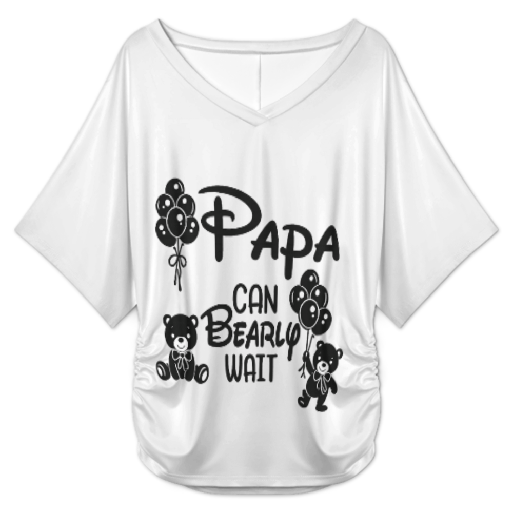 Papa Can Bearly Wait V-Neck T-Shirt – Cute Dad-To-Be Bear Graphic Tee for New Fathers & Baby Announcement Gift(z145)