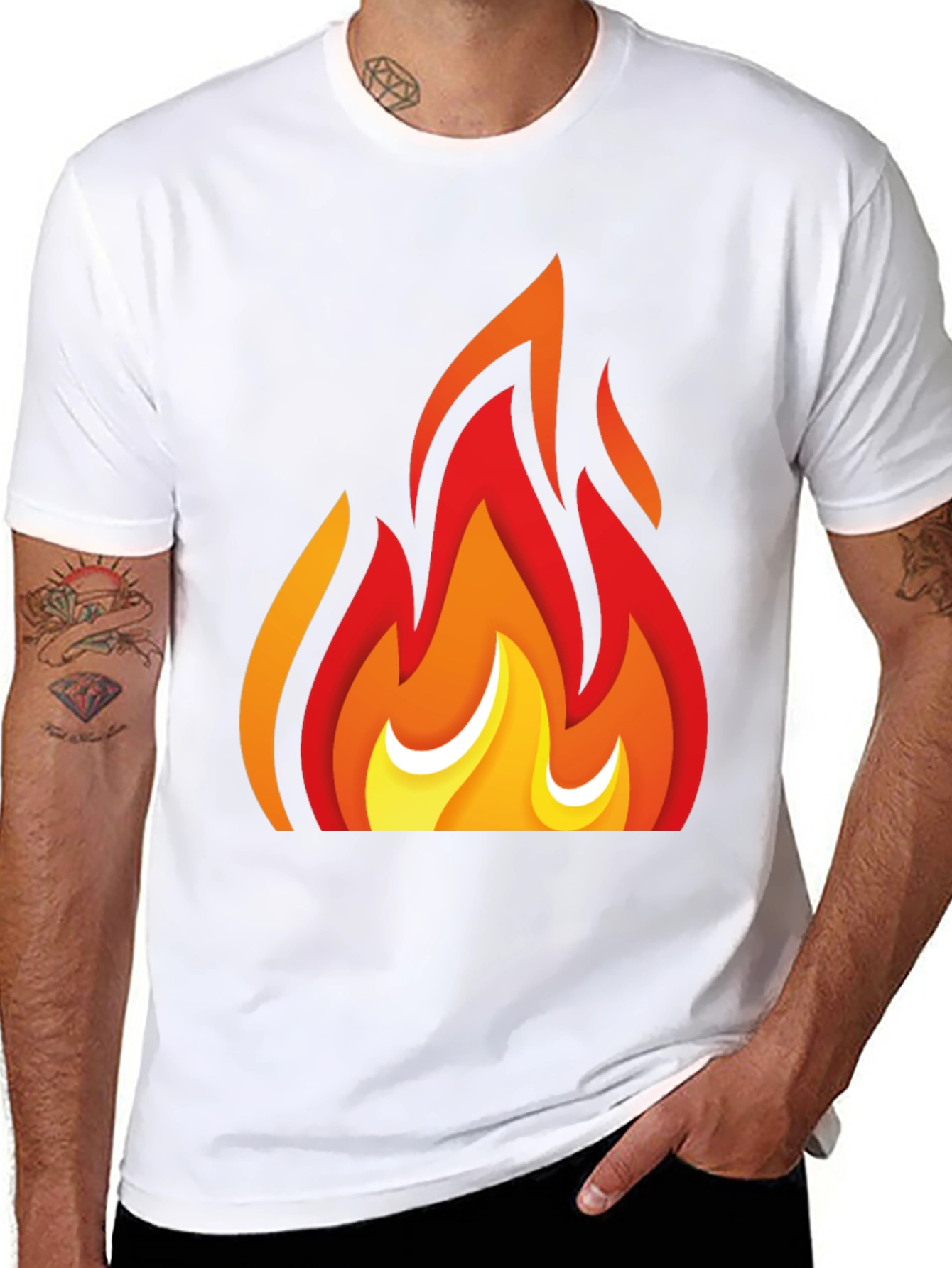 Fiery Graphic Tee - Bold Flame Design Black T-Shirt