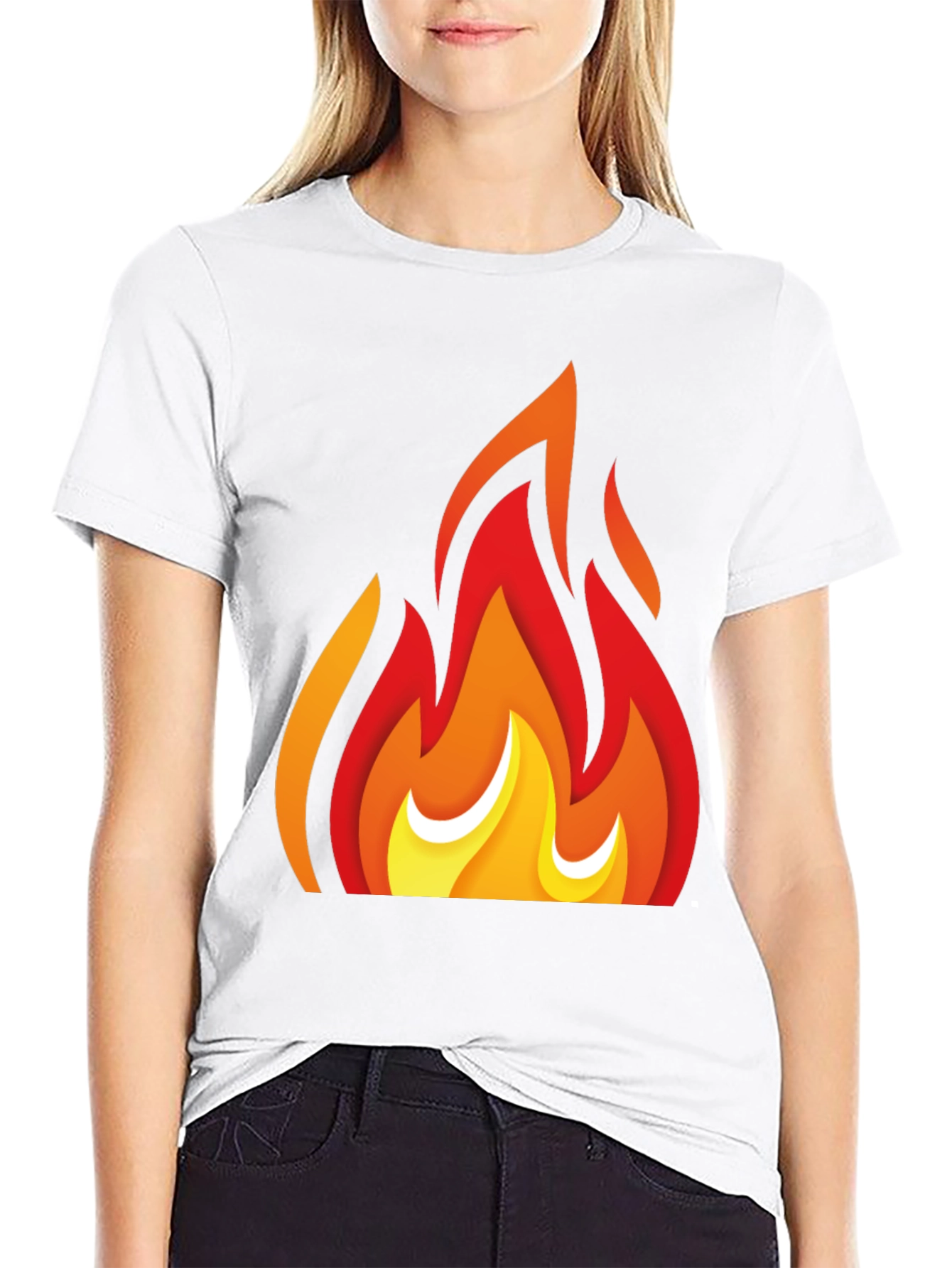 Fiery Graphic Tee - Bold Flame Design Black T-Shirt