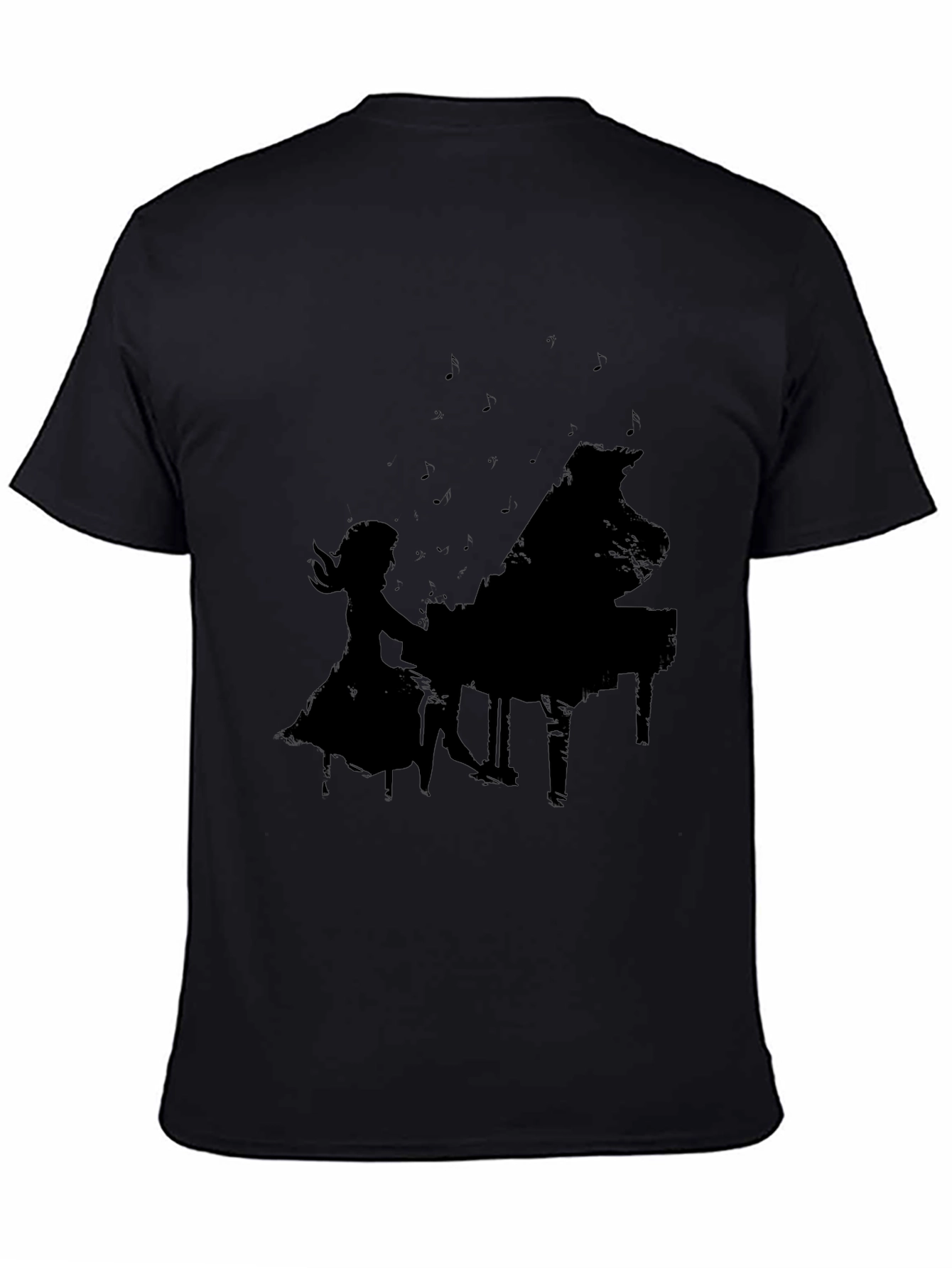 Piano Player Graphic Tee - Black Cotton T-Shirt