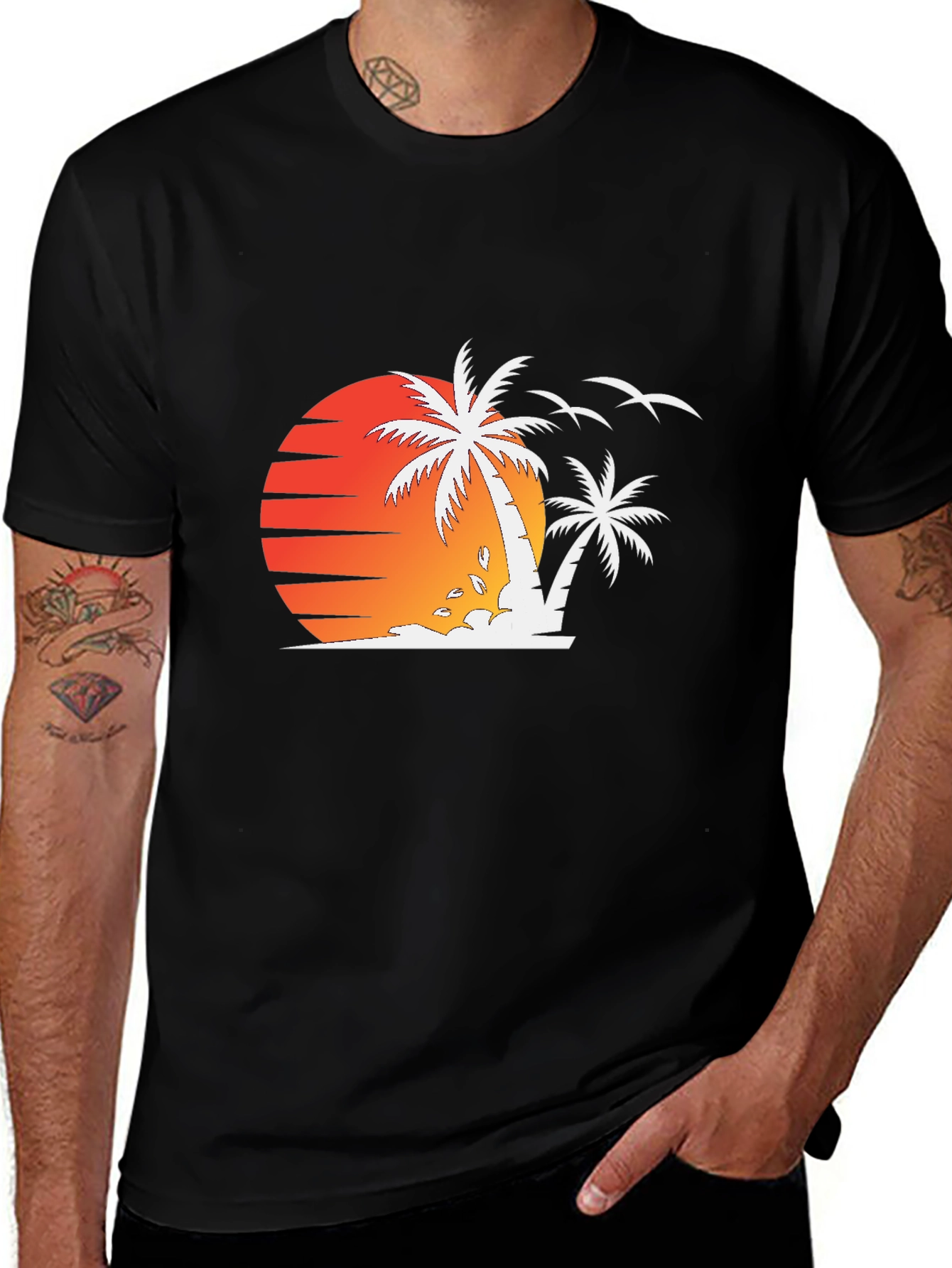 Sunset Palm Tree Graphic T-Shirt