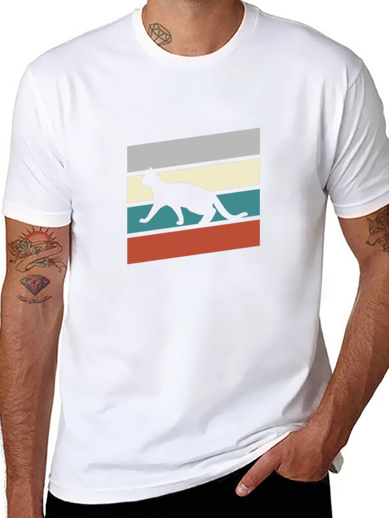 Retro Cat Silhouette Graphic Tee