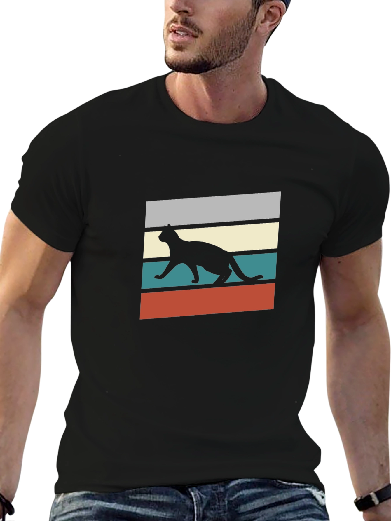 Retro Cat Silhouette Graphic Tee