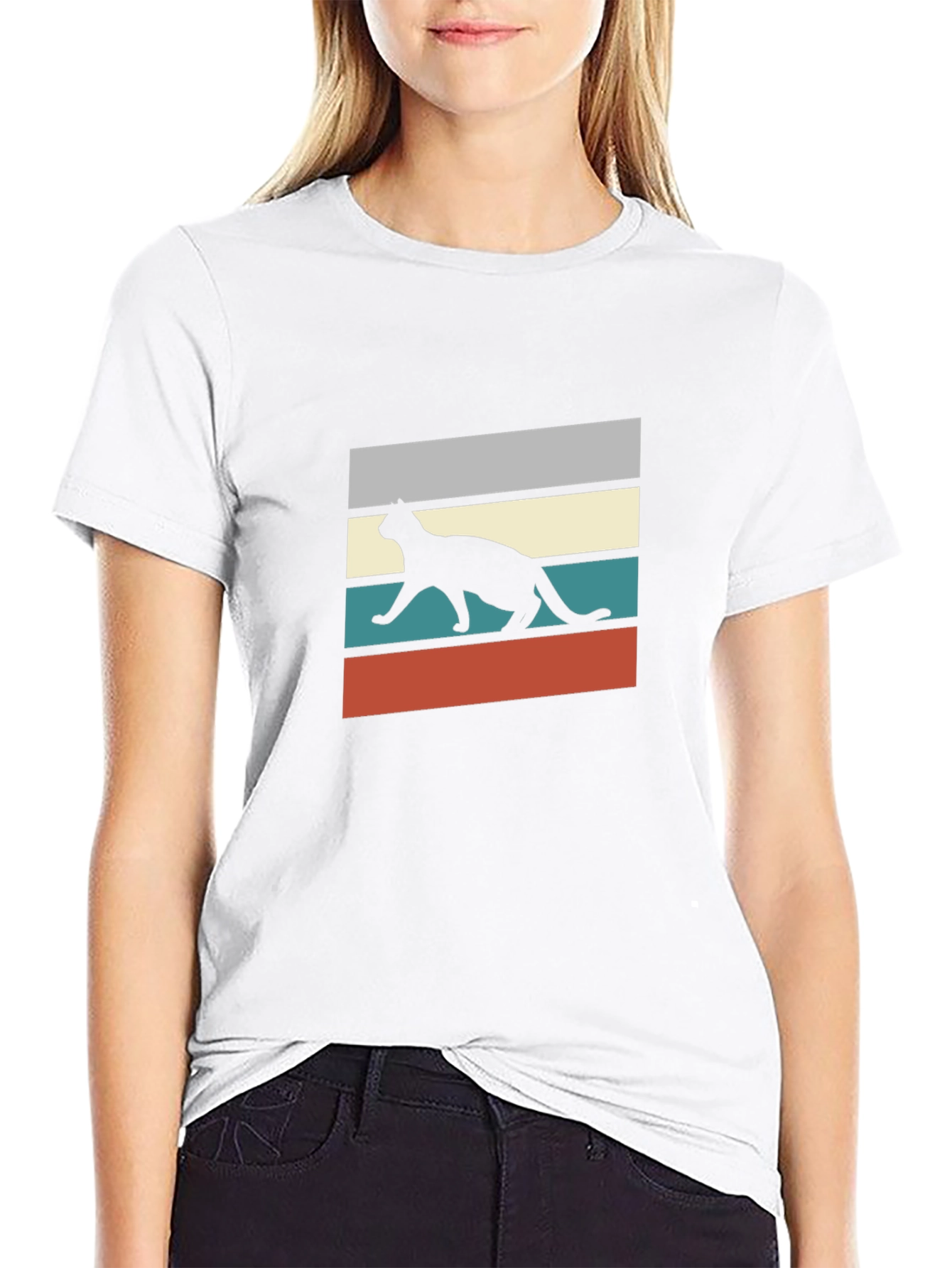 Retro Cat Silhouette Graphic Tee