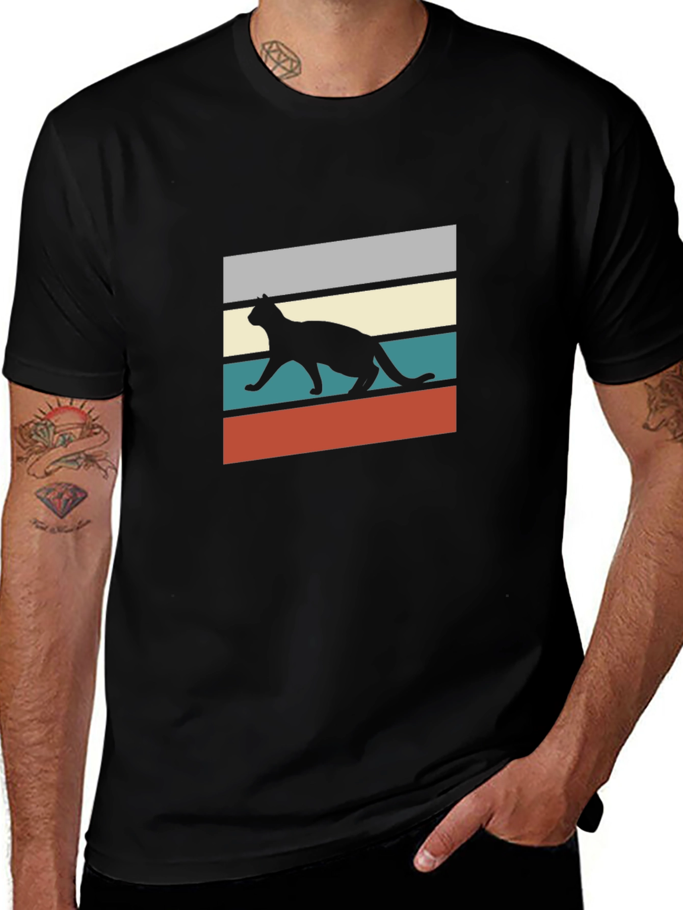 Retro Cat Silhouette Graphic Tee