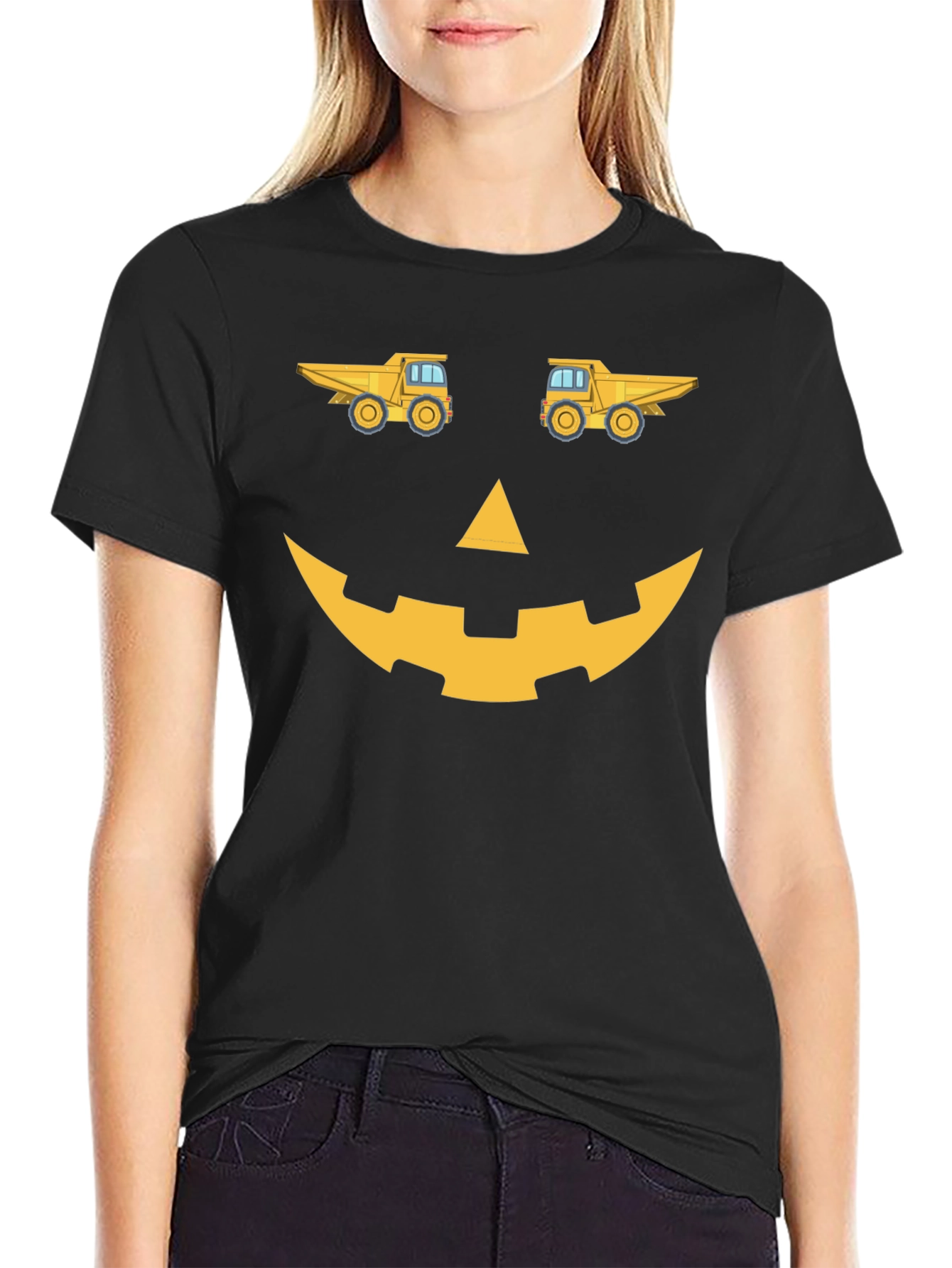 Dump Truck Pumpkin Face Halloween T-Shirt
