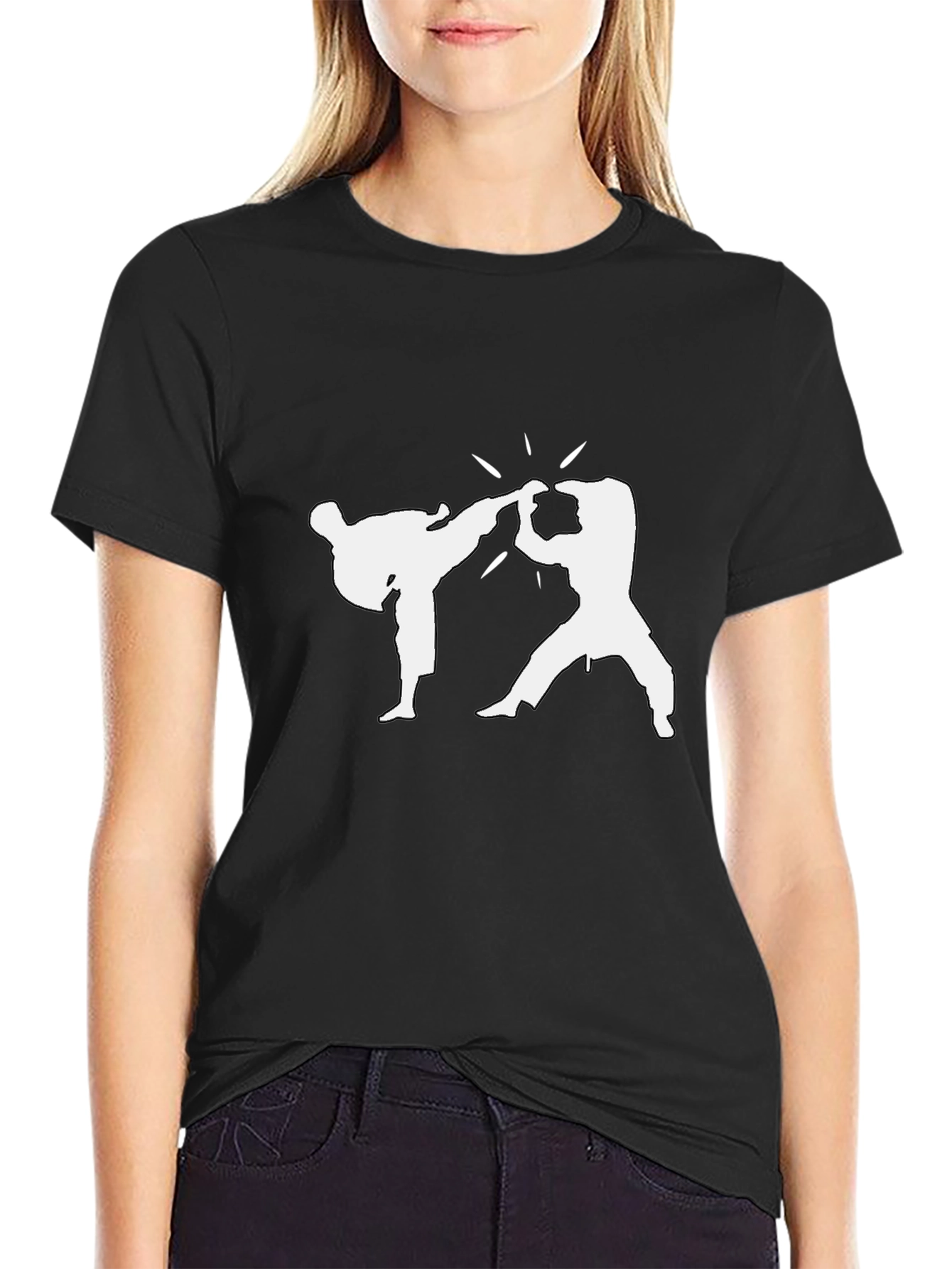 Martial Arts Graphic Tee - Black Cotton T-Shirt