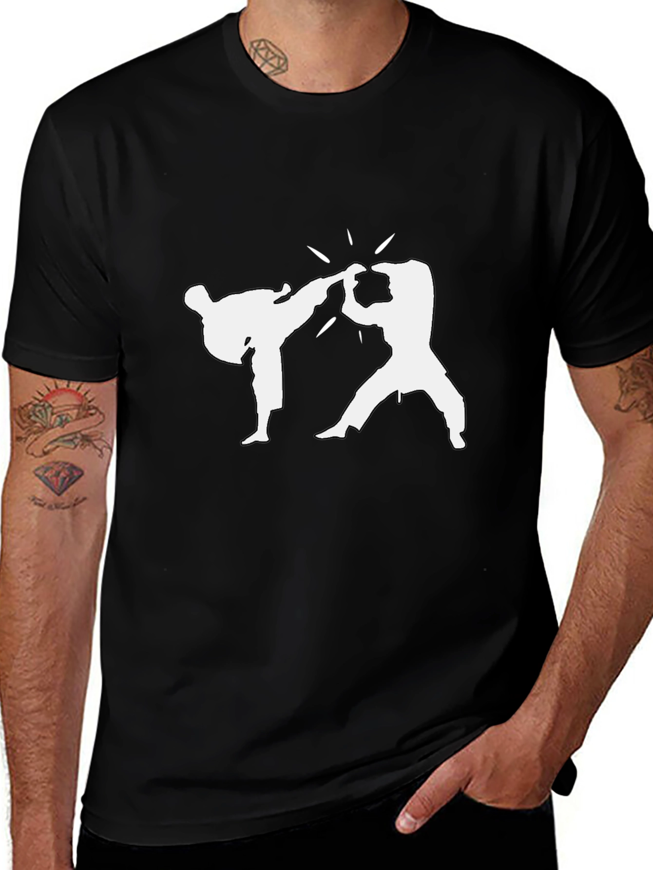 Martial Arts Graphic Tee - Black Cotton T-Shirt