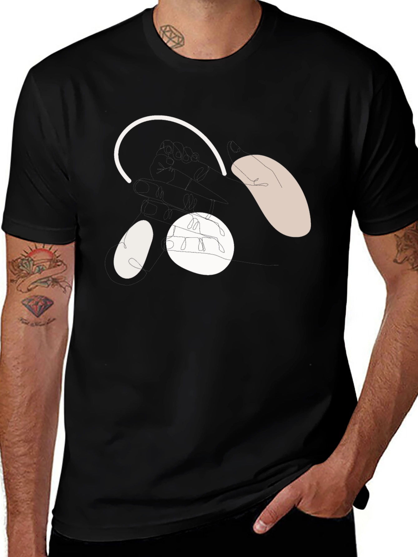 Abstract Bear Face Black T-Shirt