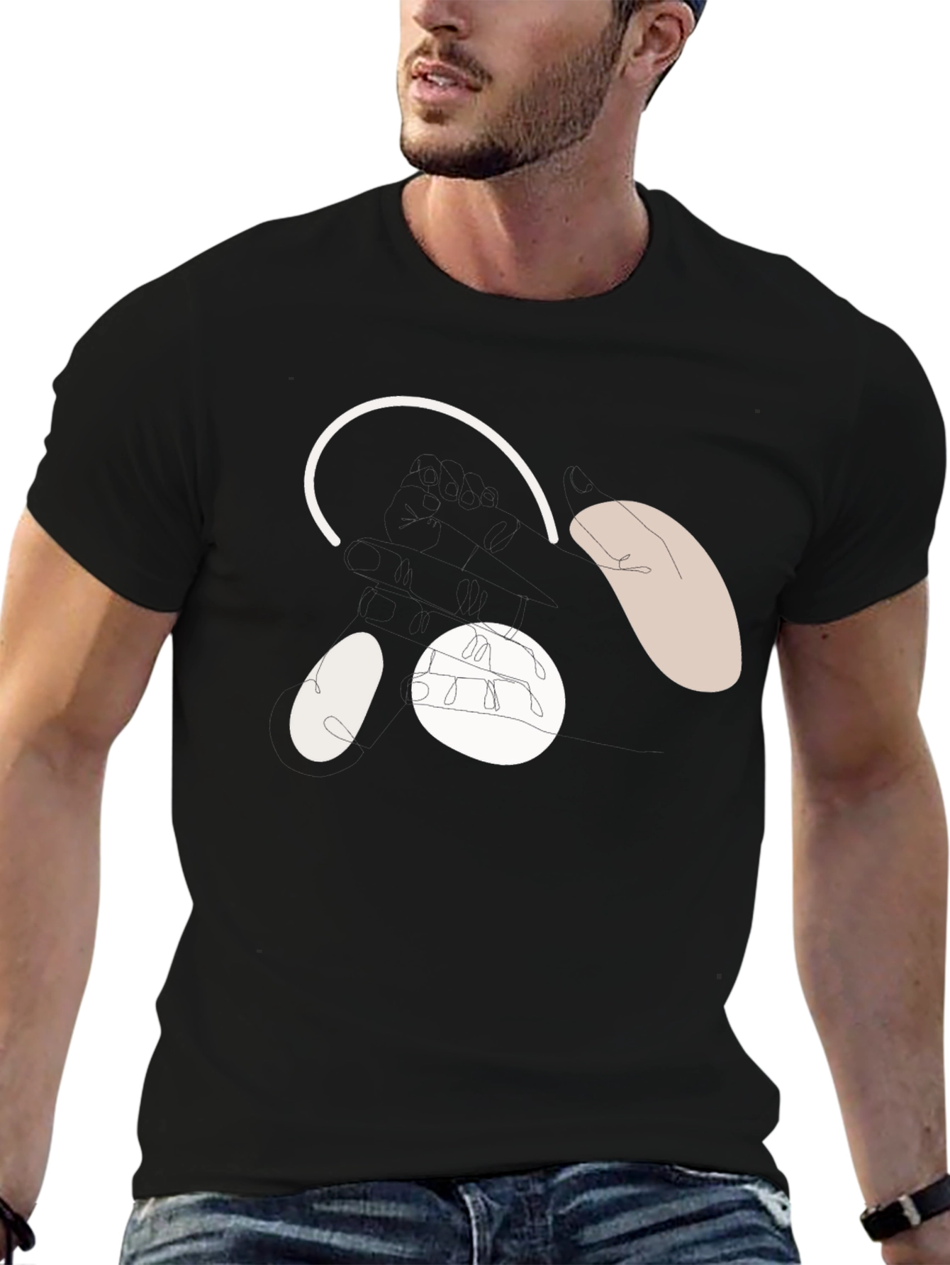 Abstract Bear Face Black T-Shirt