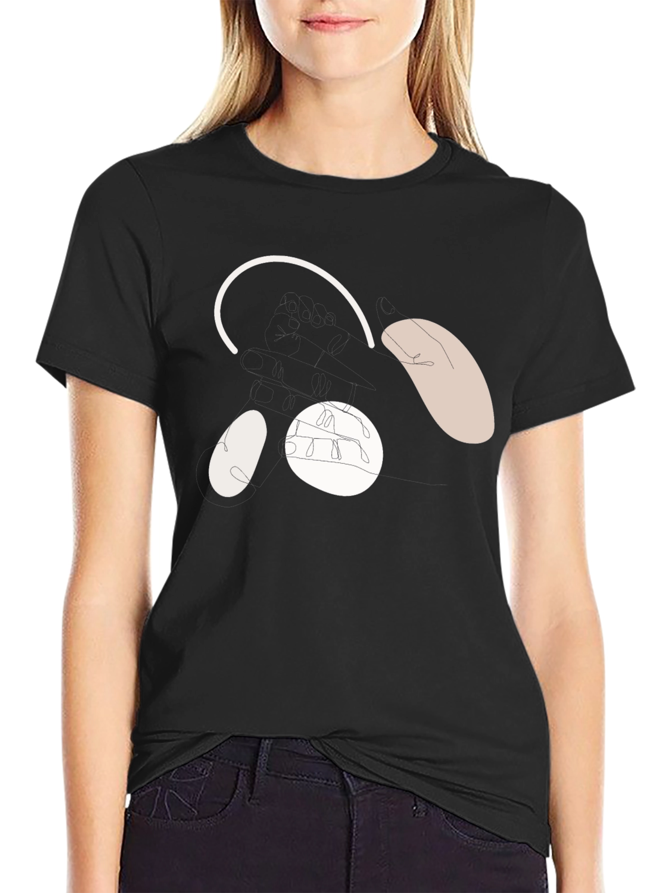 Abstract Bear Face Black T-Shirt