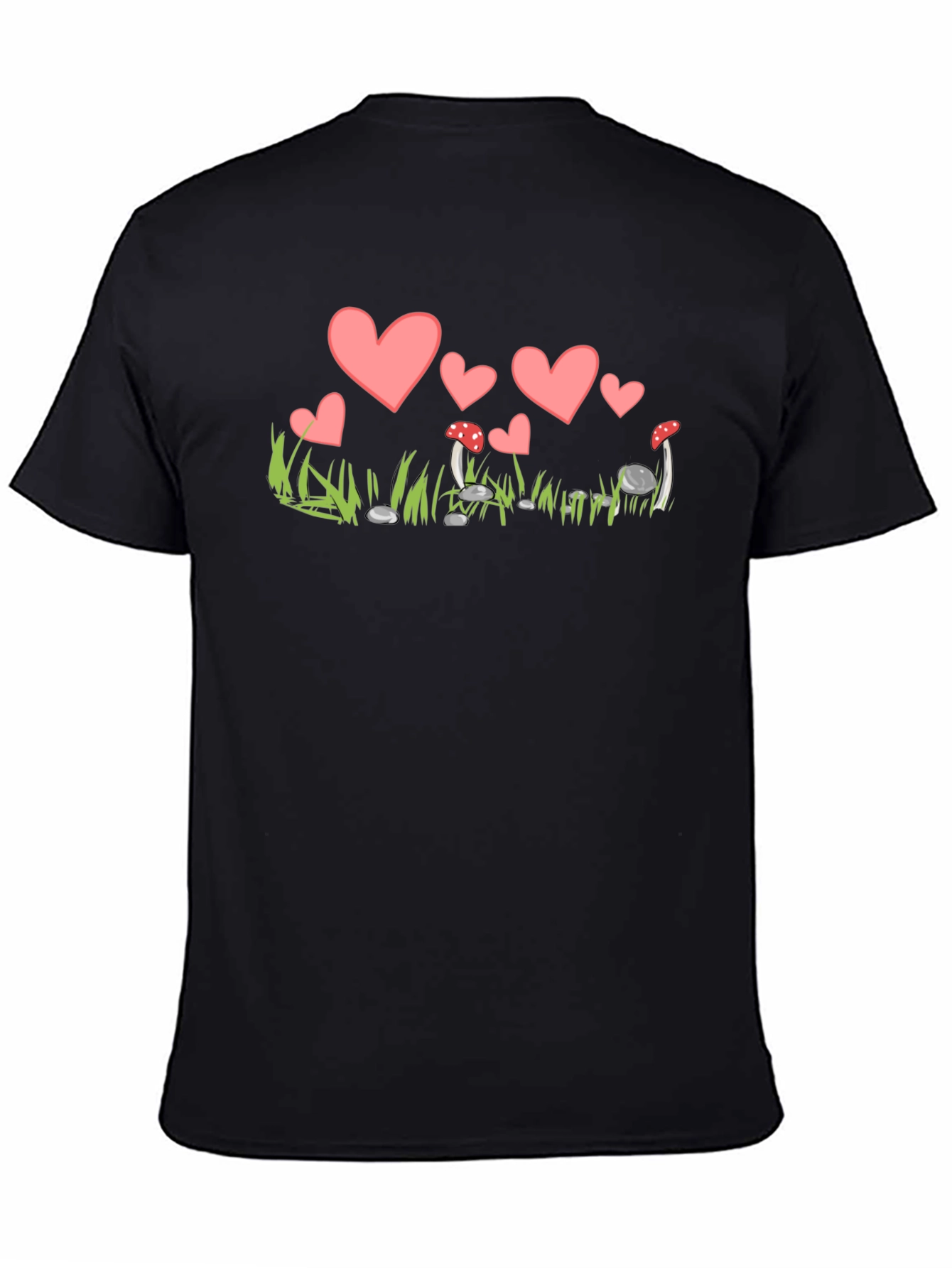 Heart and Mushroom T-Shirt - Whimsical Design