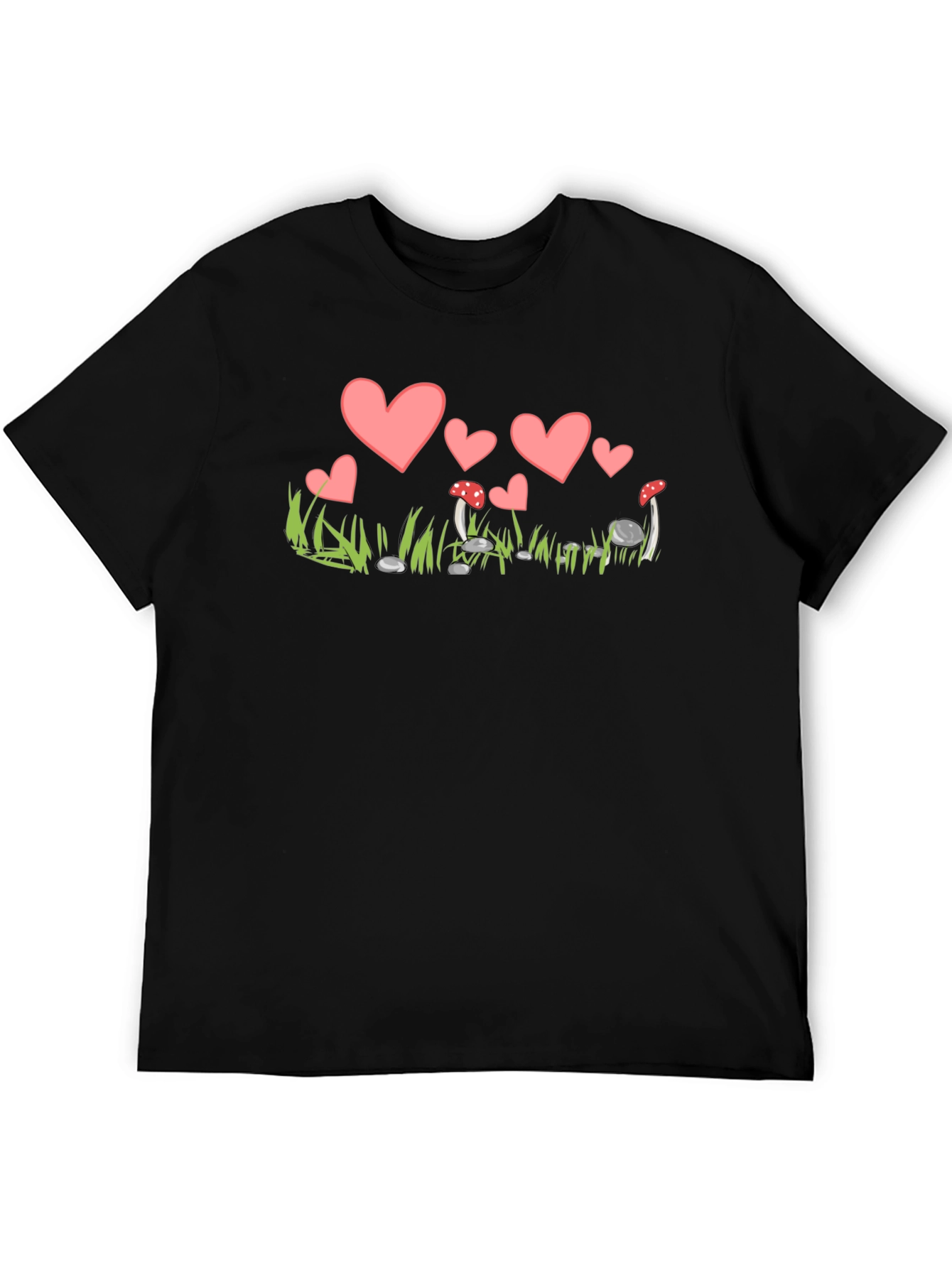 Heart and Mushroom T-Shirt - Whimsical Design