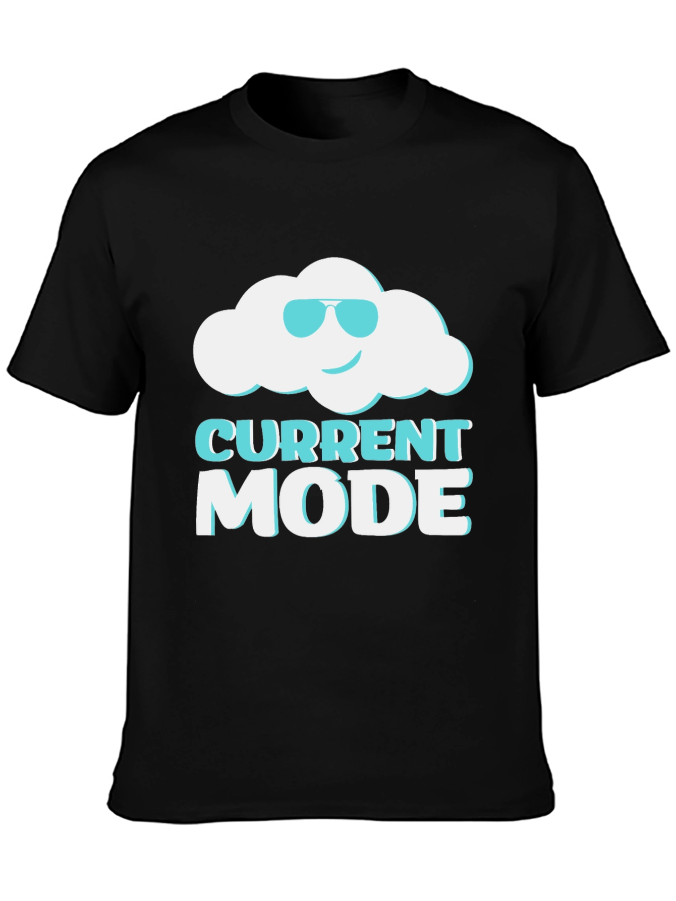 Current Mood Cloud Graphic Tee - Black Cotton T-Shirt