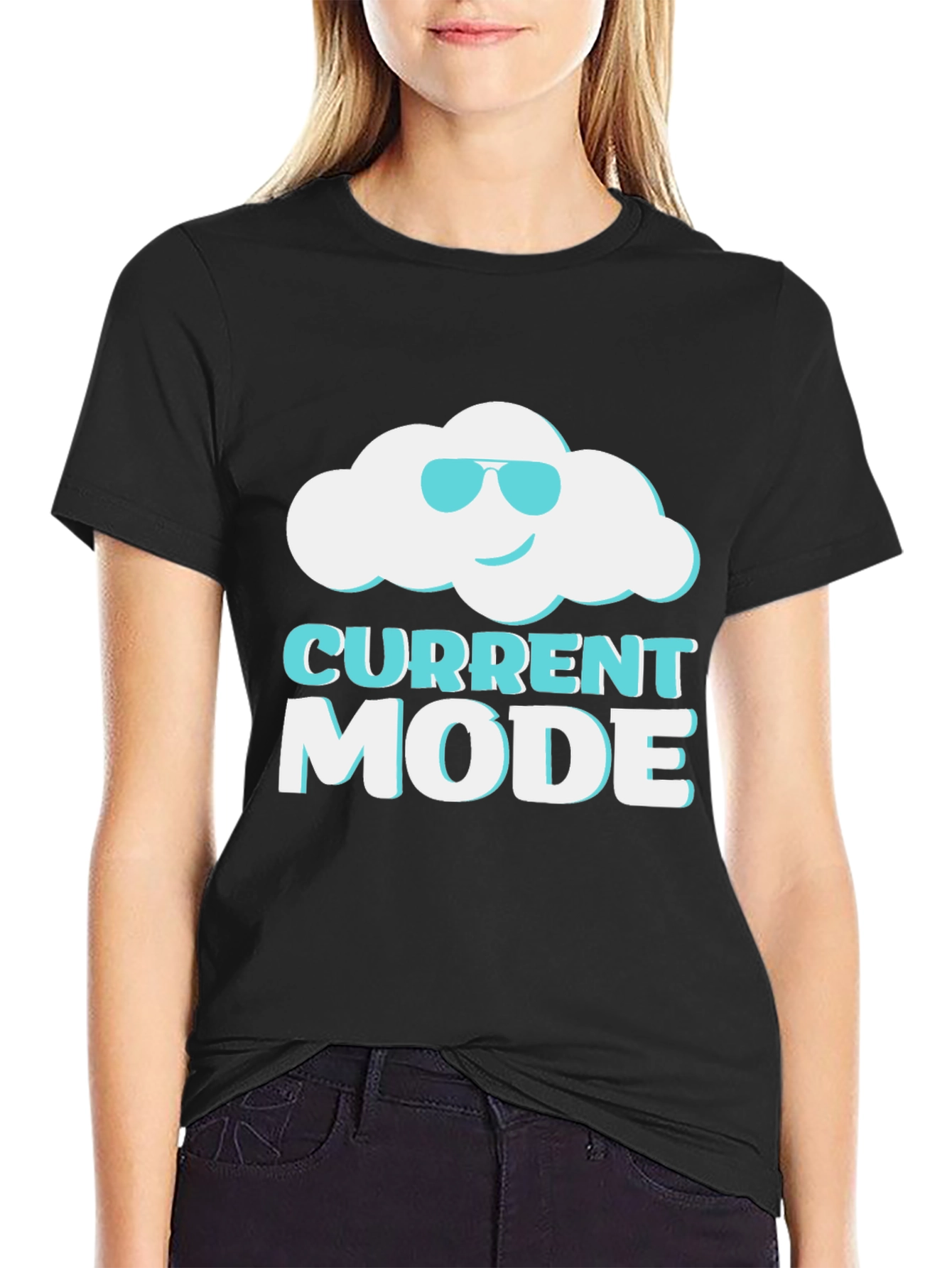 Current Mood Cloud Graphic Tee - Black Cotton T-Shirt
