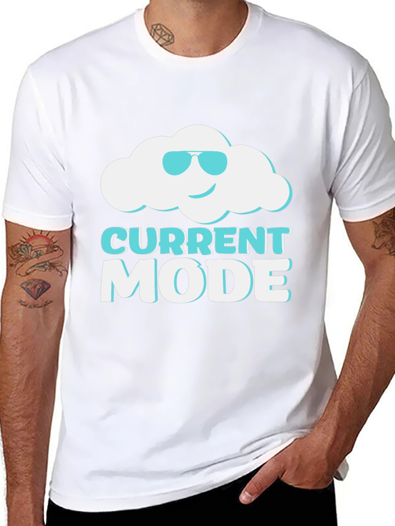 Current Mood Cloud Graphic Tee - Black Cotton T-Shirt