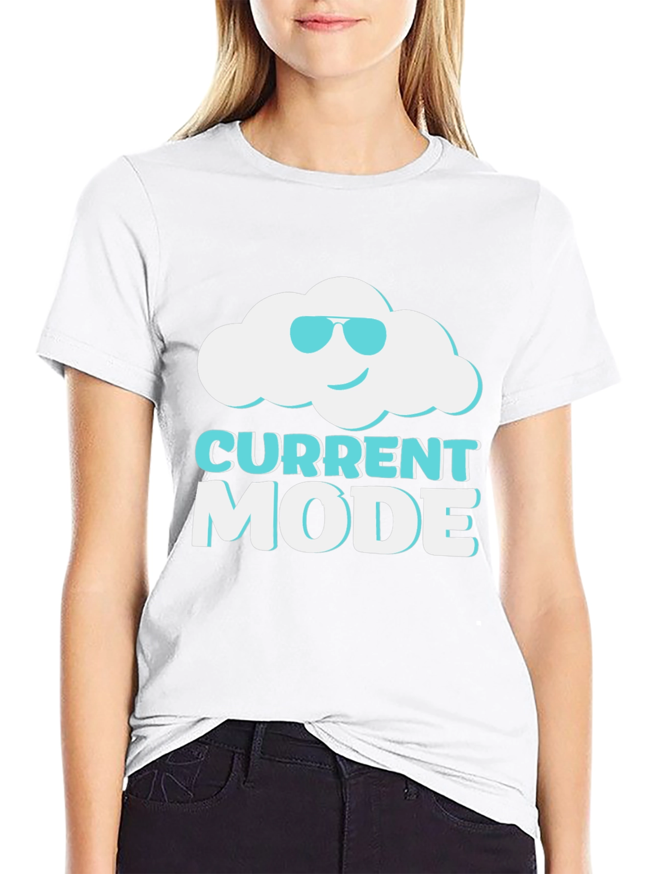 Current Mood Cloud Graphic Tee - Black Cotton T-Shirt